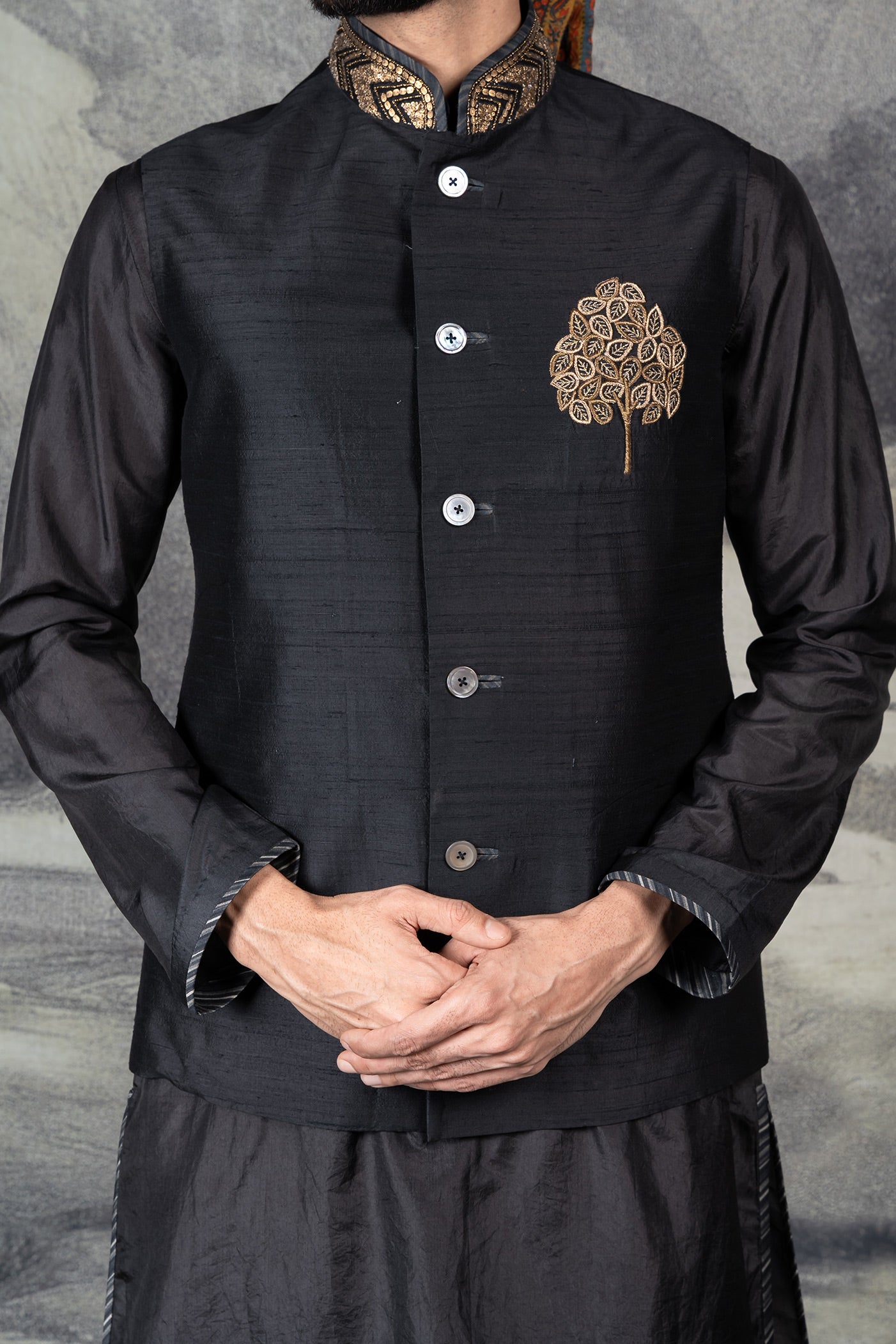 Rich Black Nehru Jacket Set | BARODA