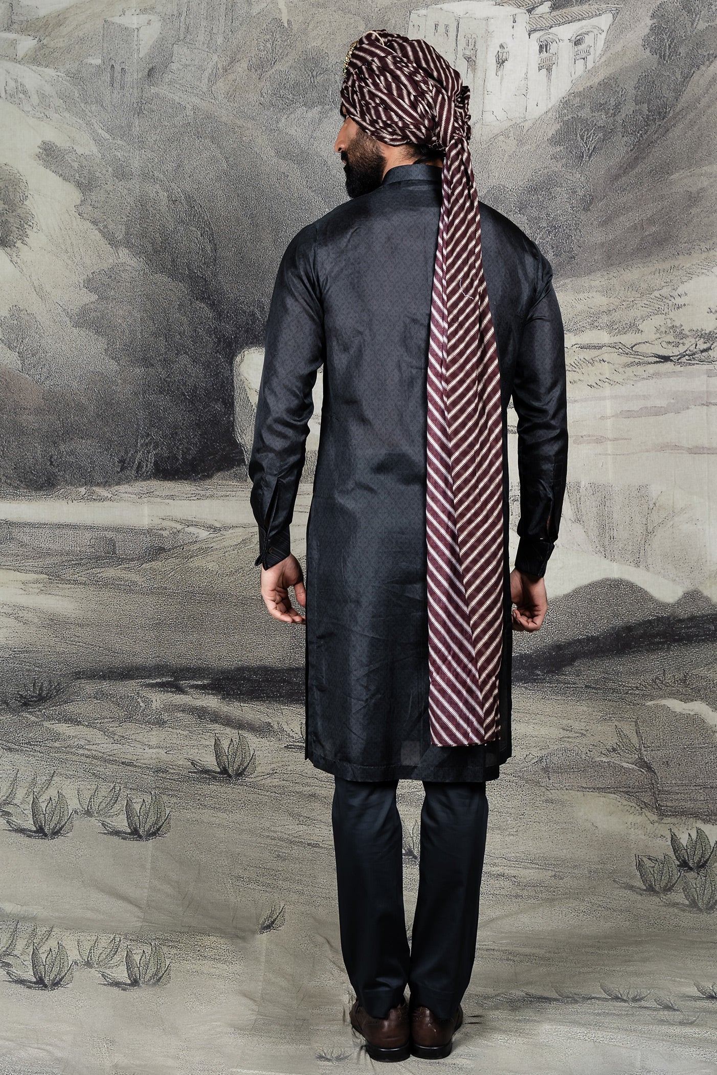 Rich Black Printed Kurta Set | BARODA