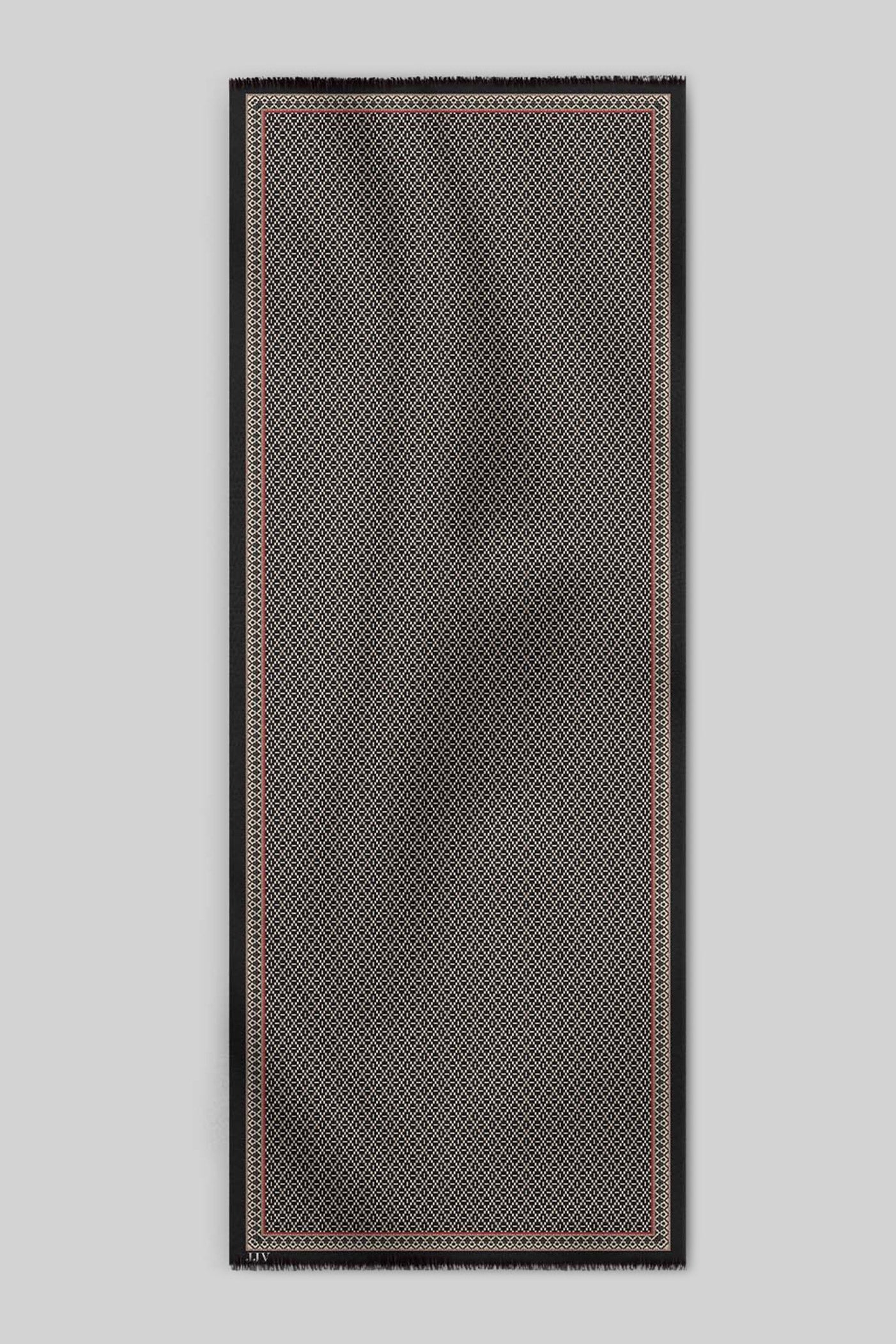 Rich Black Printed Woollen Scarf