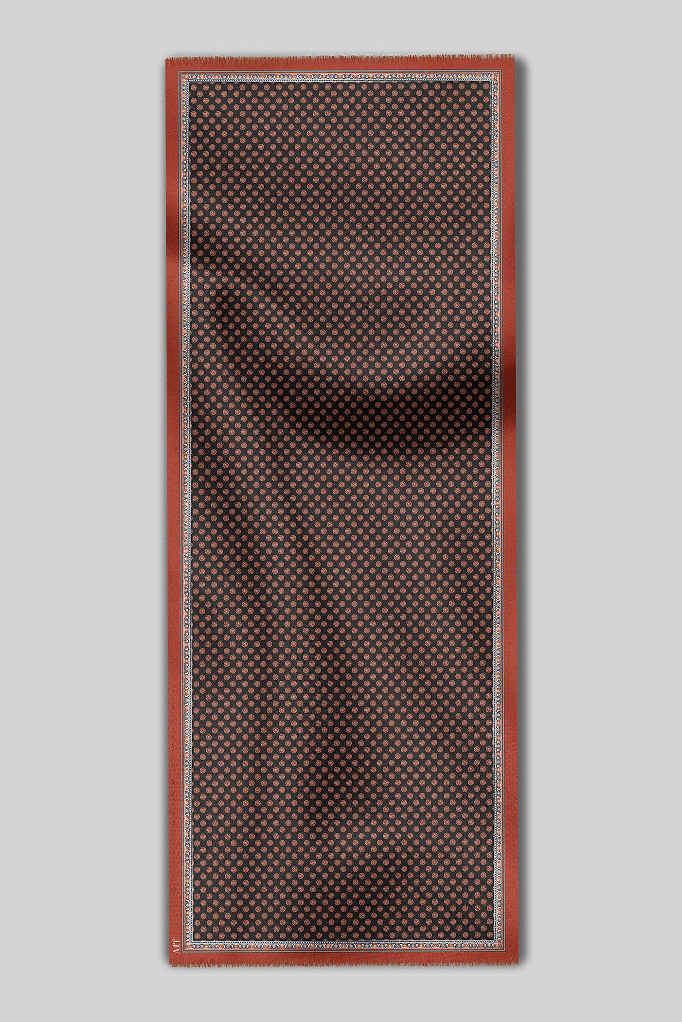 Rich Black - Red Printed Scarf