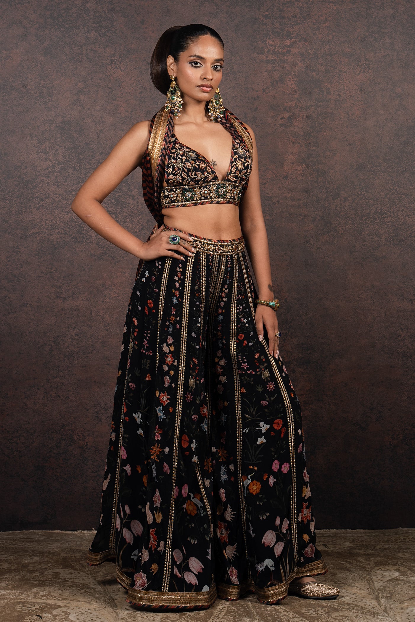 Rich Black Sharara Set | MURAQQA