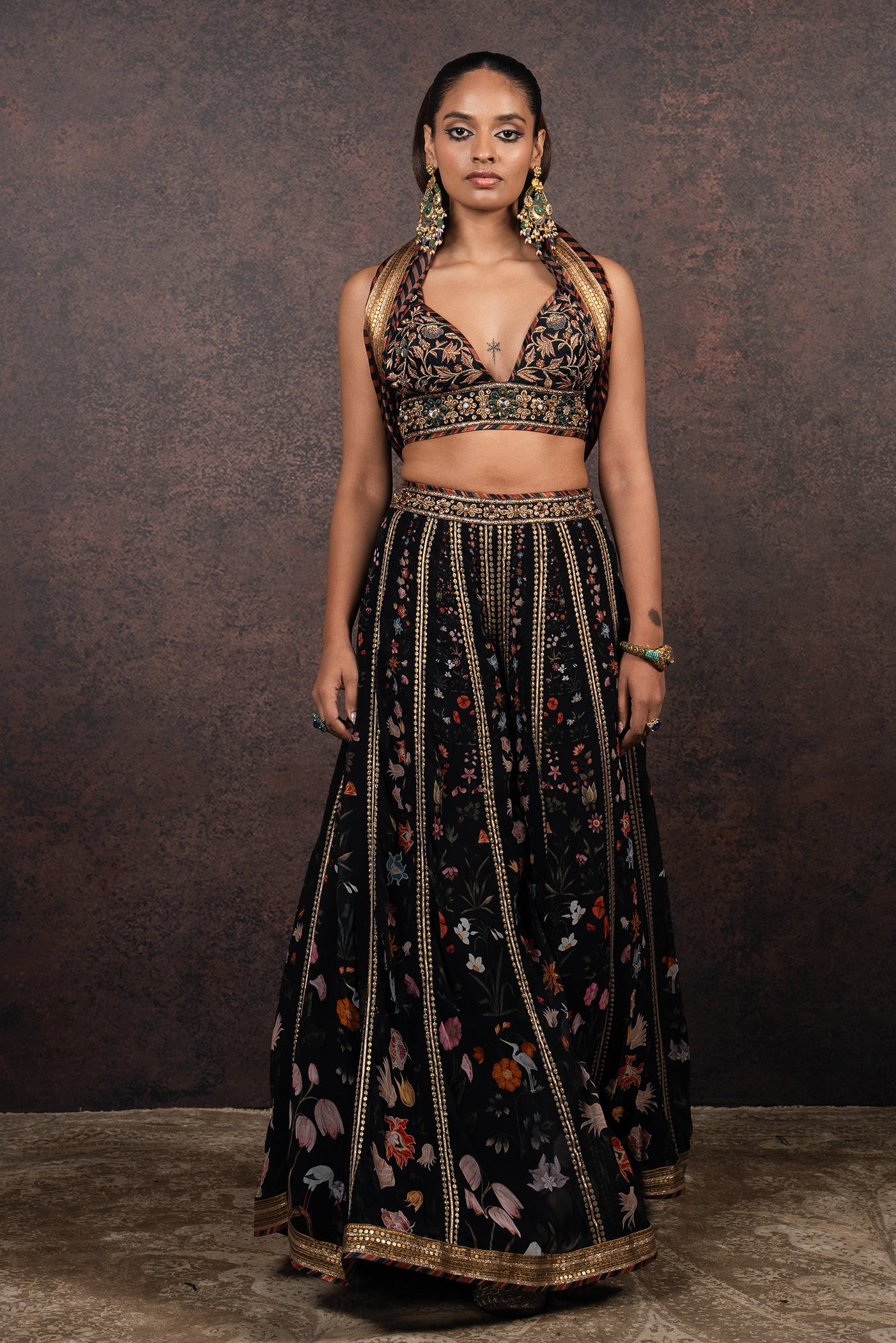 Rich Black Sharara Set | MURAQQA