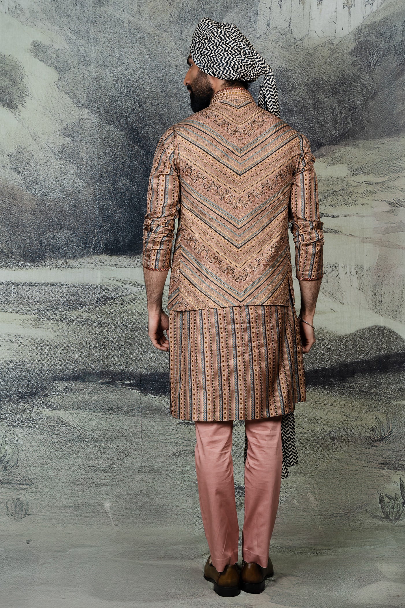 Rose Taupe Nehru Jacket Set | BARODA