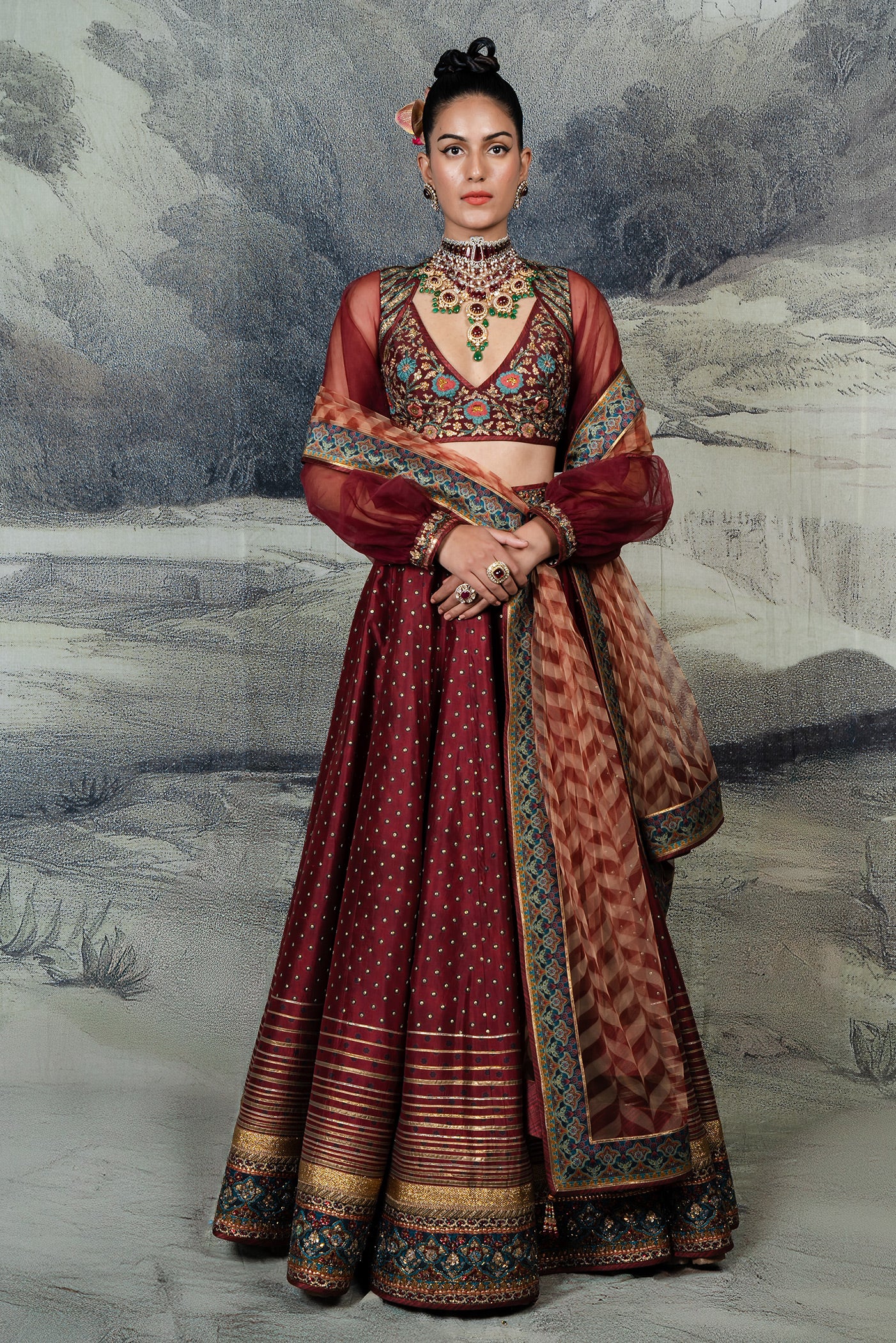 Rahigo - four Piece Skirt Set  - Red