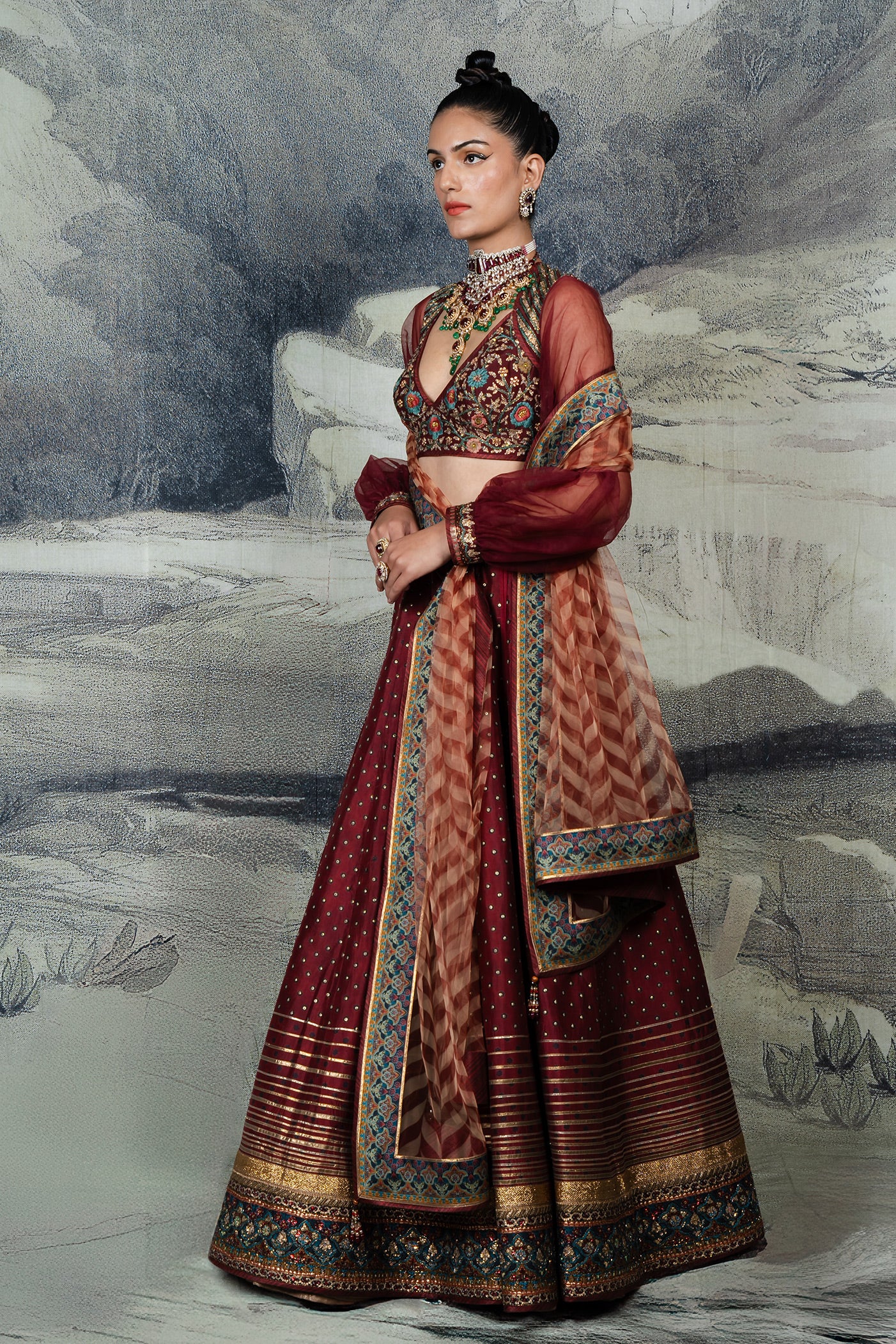 Royal Red Skirt Set | BARODA