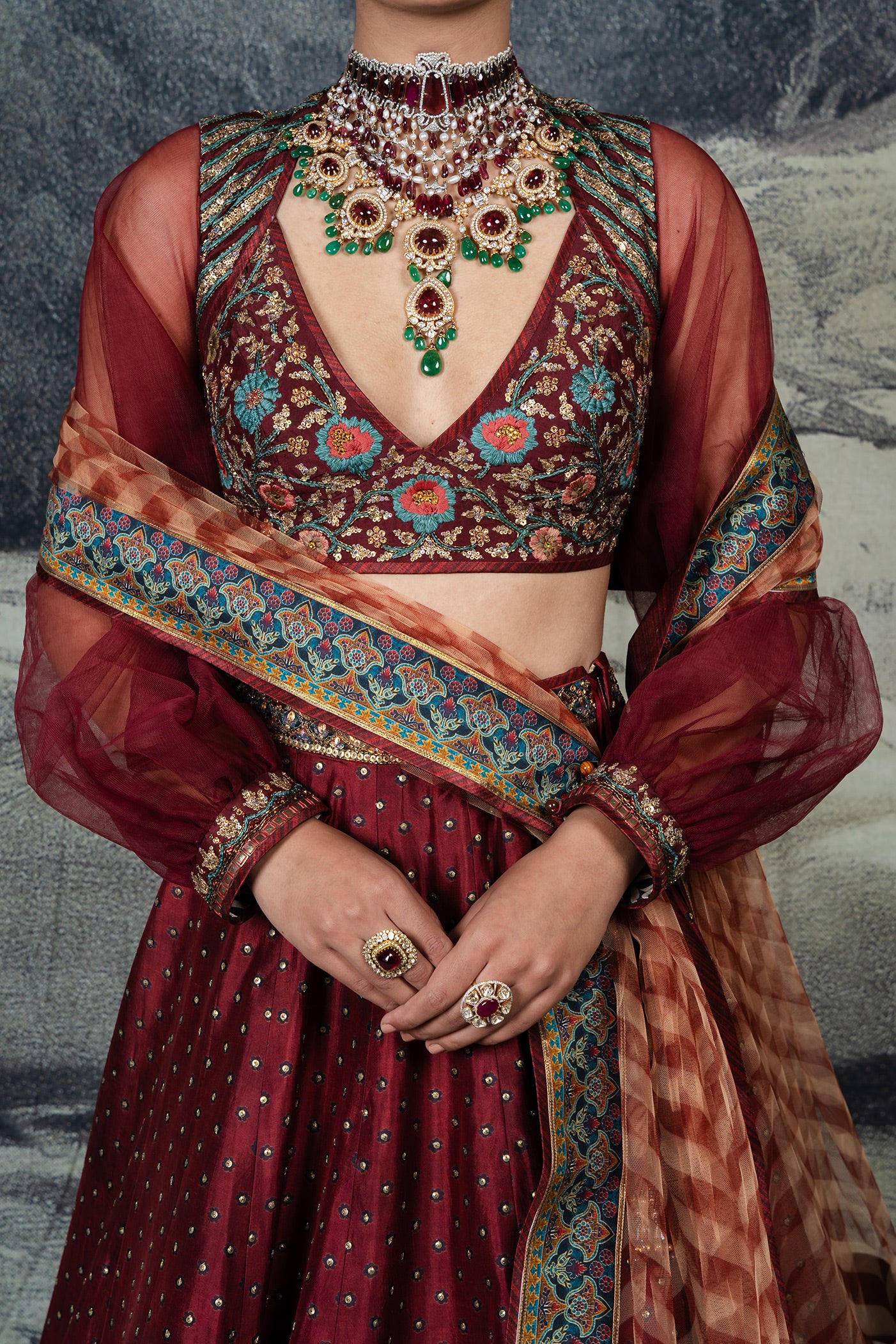 Royal Red Skirt Set | BARODA