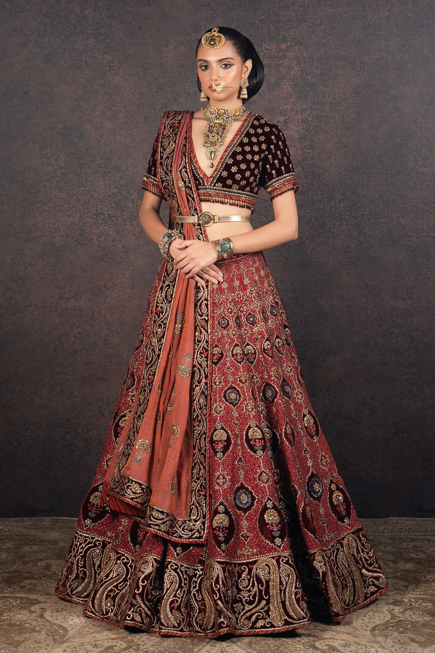 Ruby Red Lehenga Set | MURAQQA