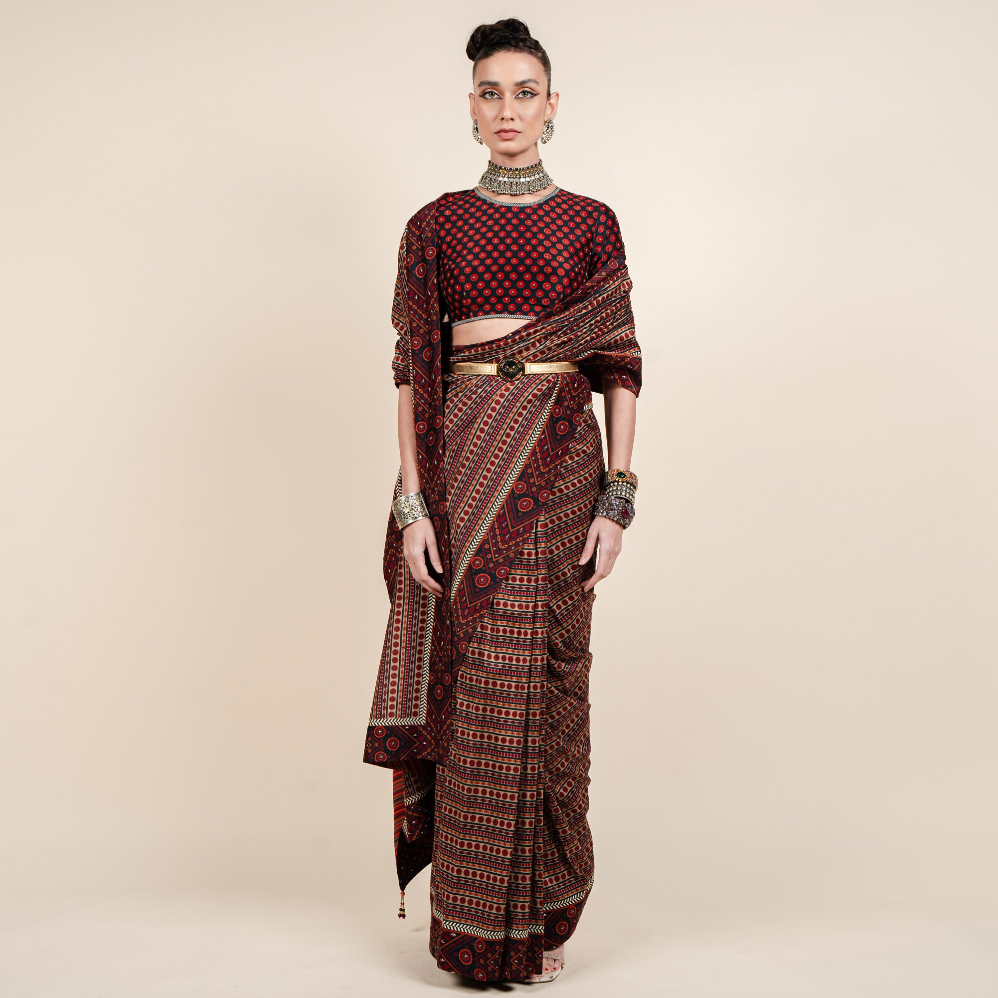 Ruby Red Saree Set | CHAR