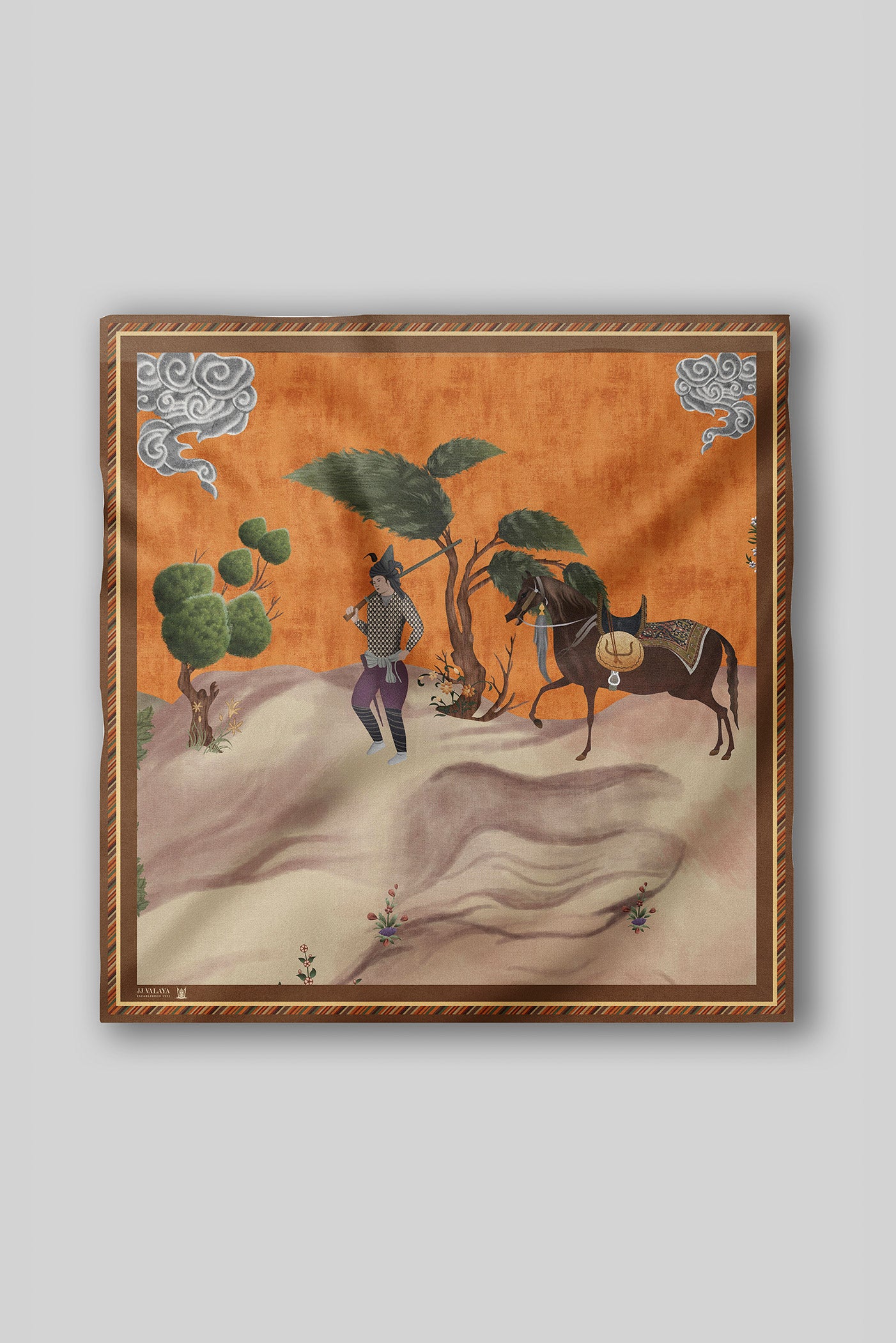 Deep Saffron Printed Scarf