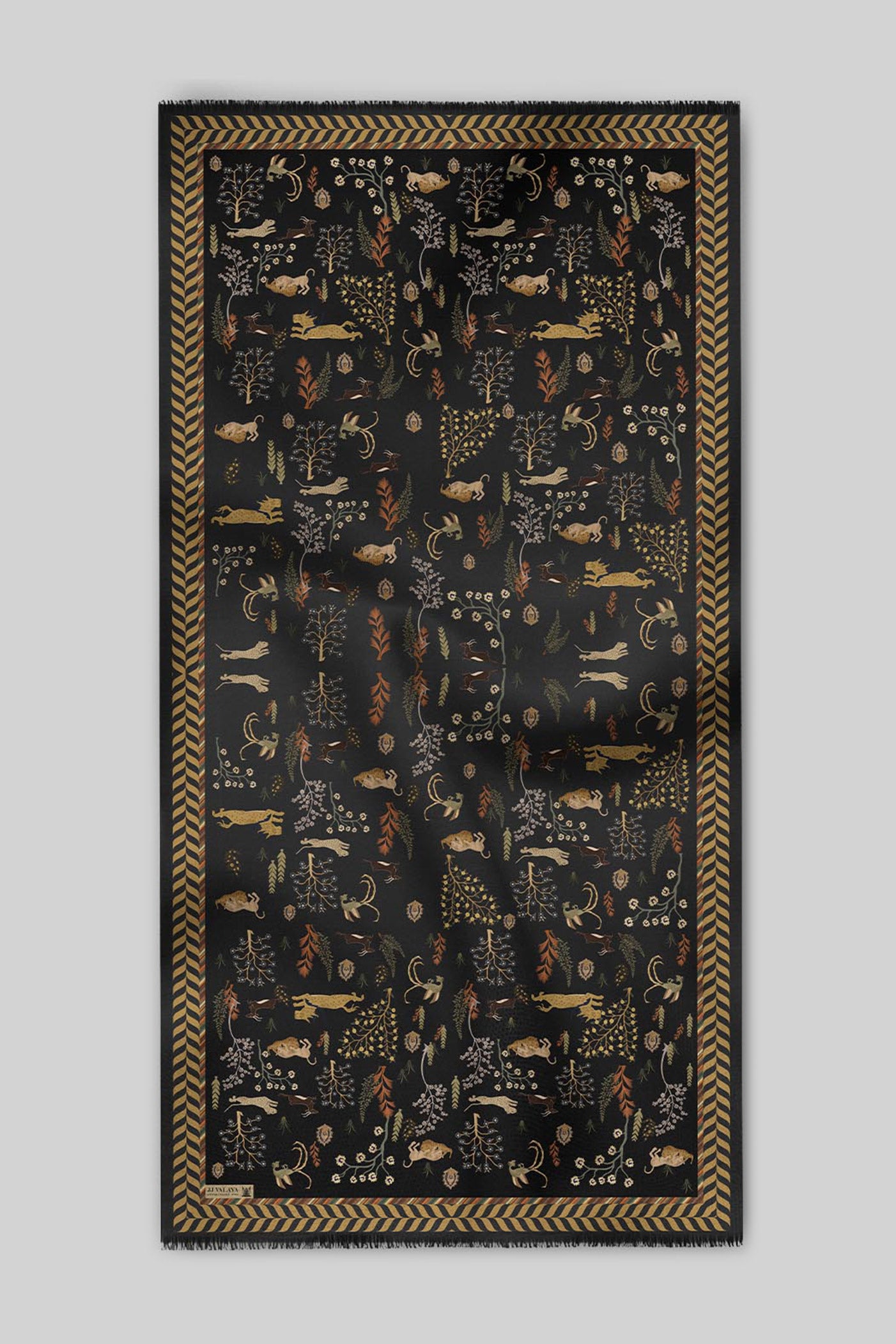 Rich Black Cashmere Shawl