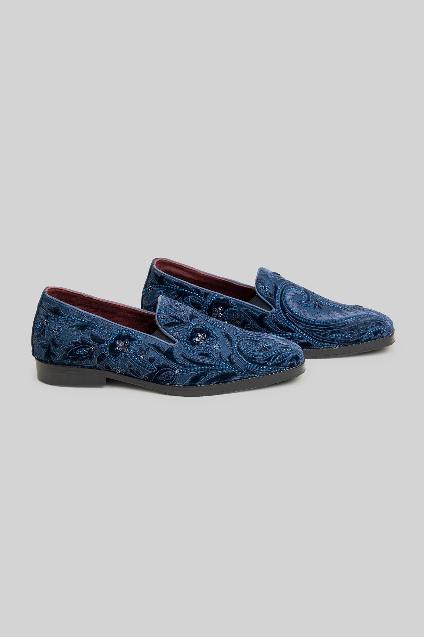 Midnight Blue Velvet Applique Loafers