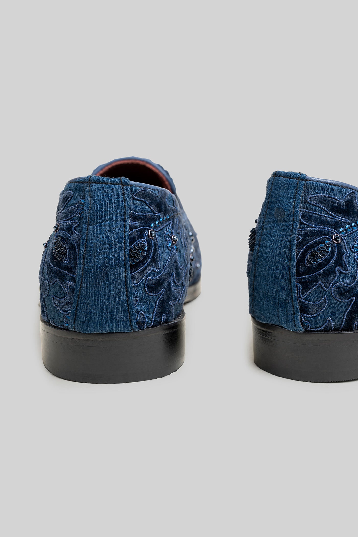 Midnight Blue Velvet Applique Loafers