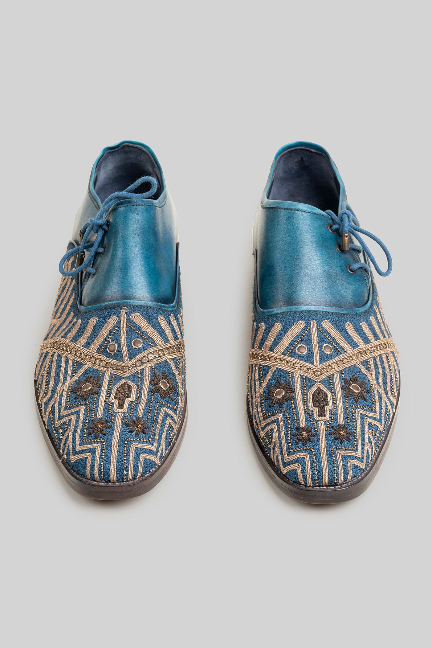 Prusian Blue Lace - Up Shoes