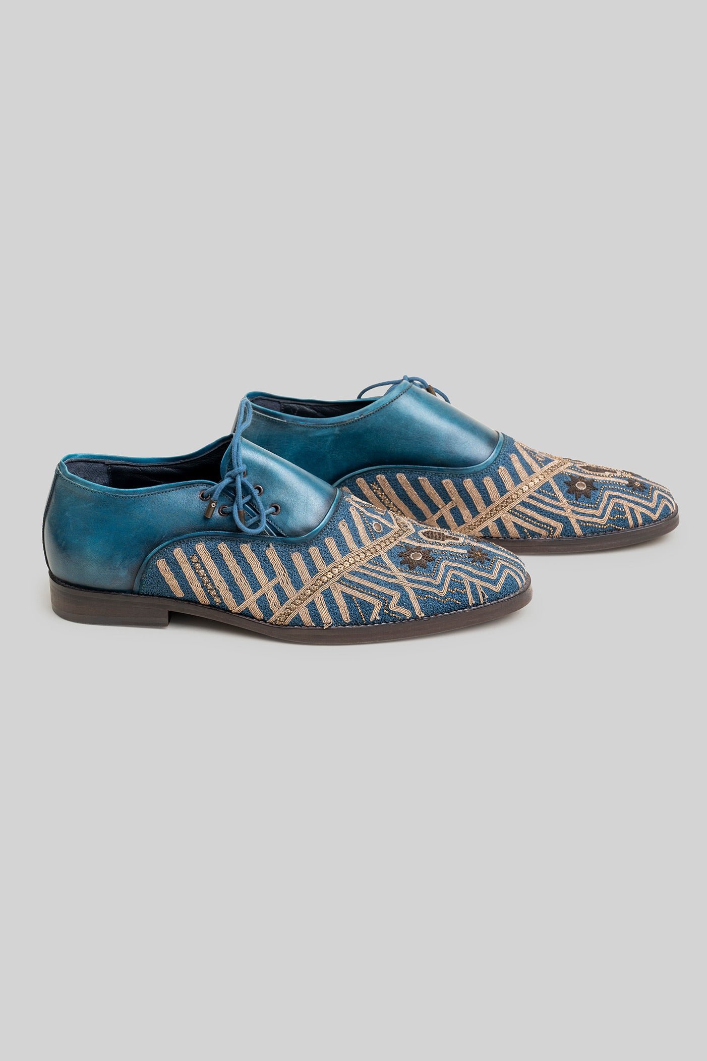 Prusian Blue Lace - Up Shoes