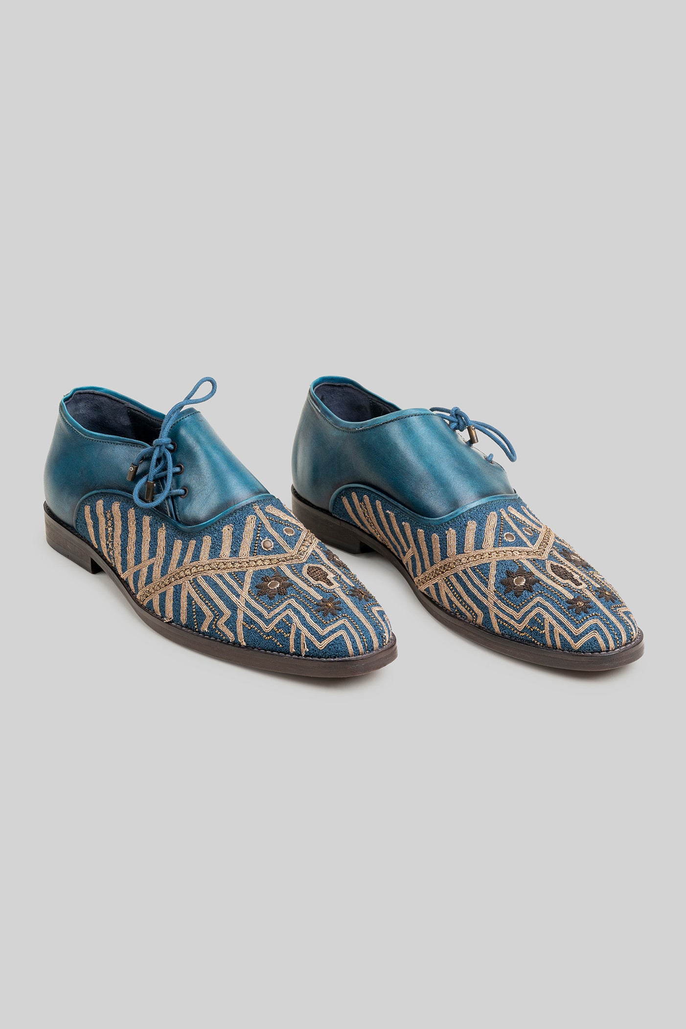 Prusian Blue Lace - Up Shoes