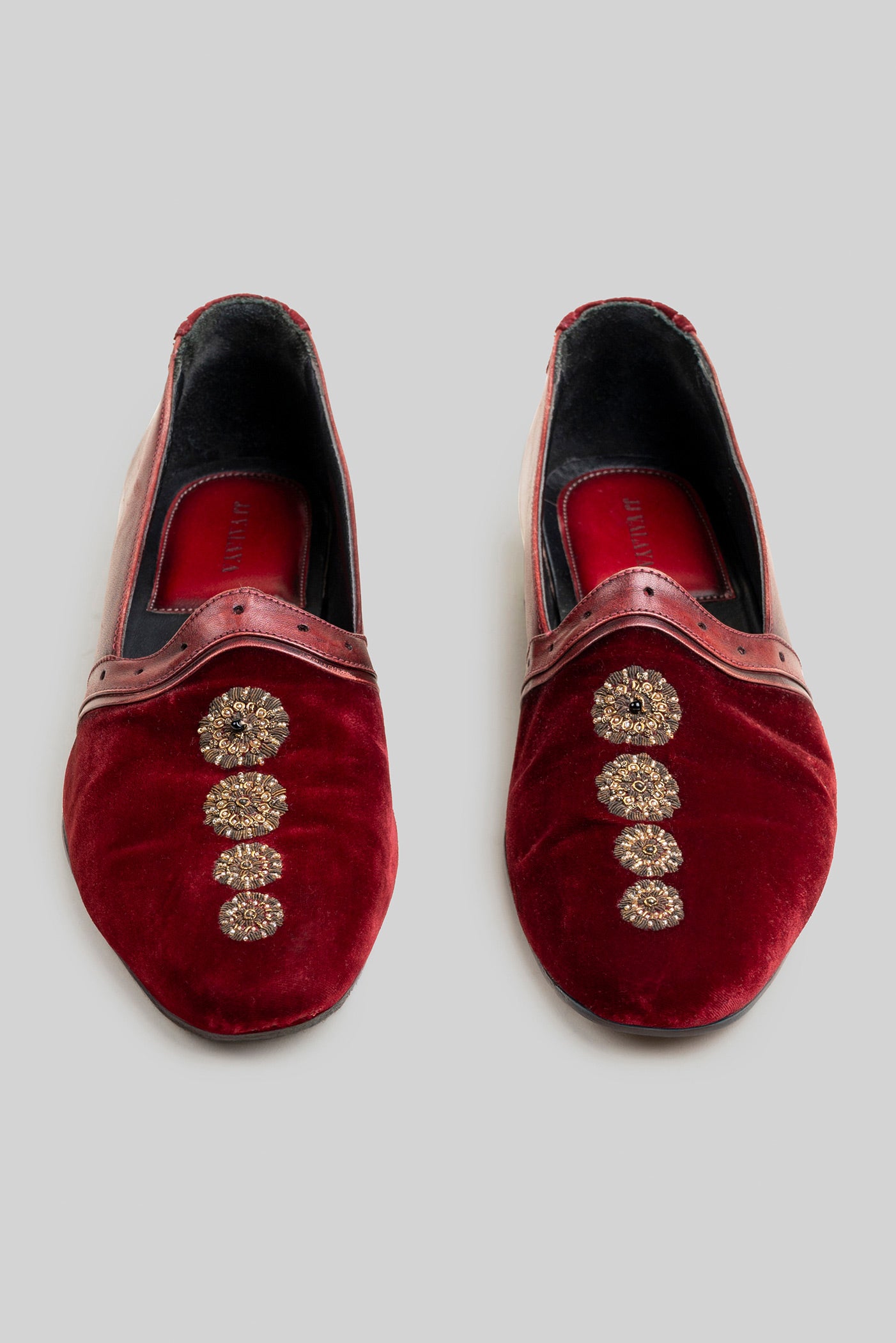 Royal Red Embroidered Loafers