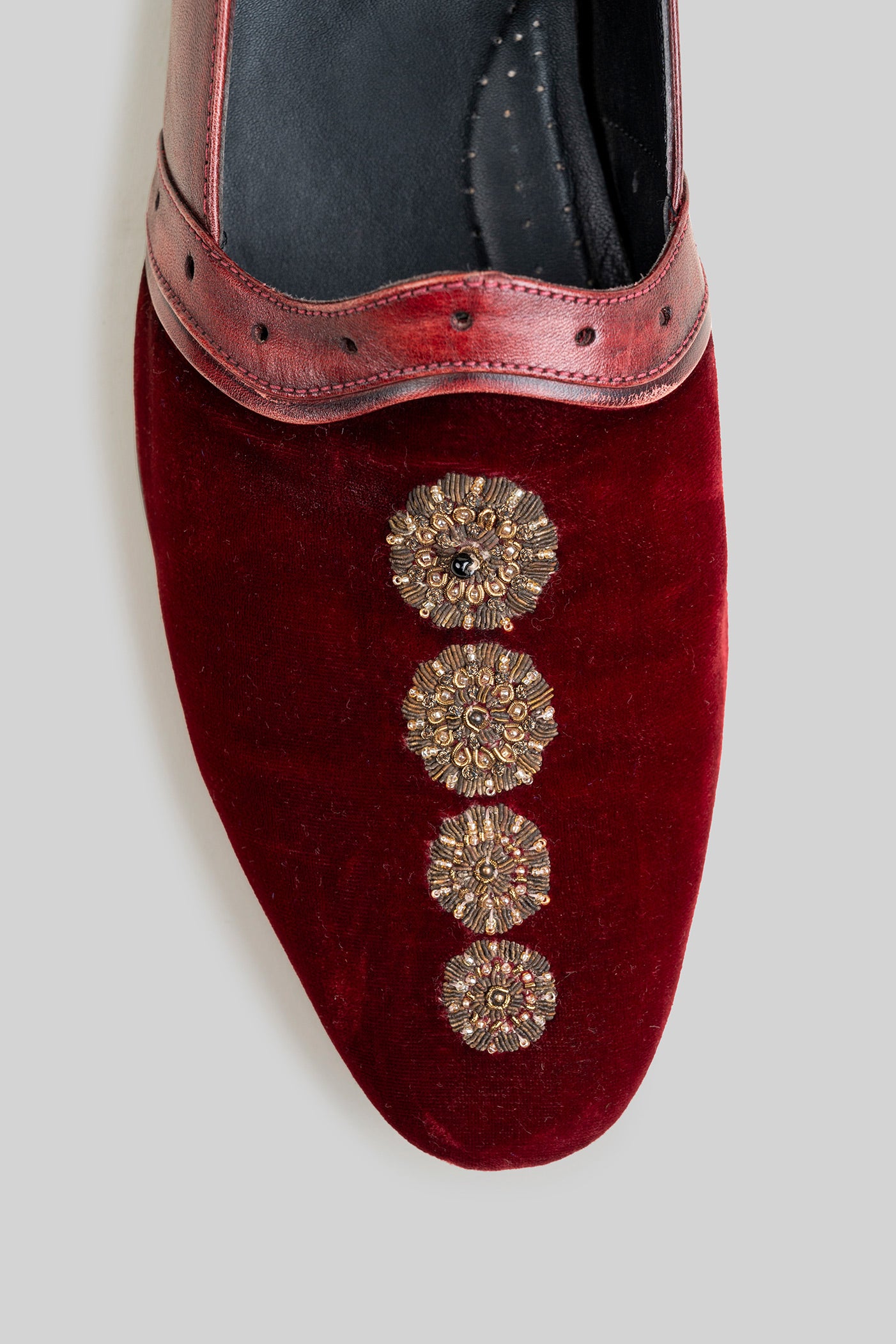 Royal Red Embroidered Loafers