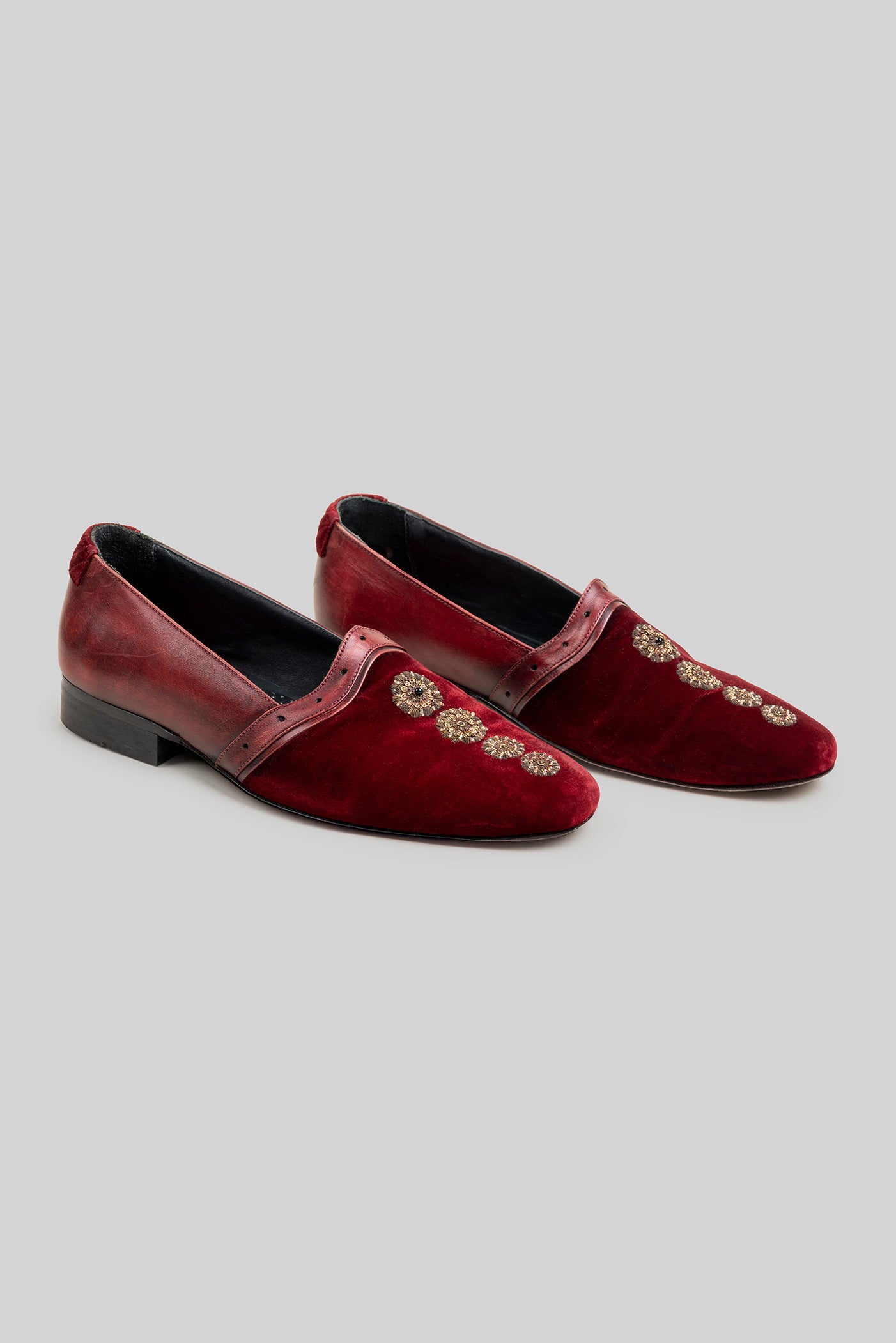 Royal Red Embroidered Loafers