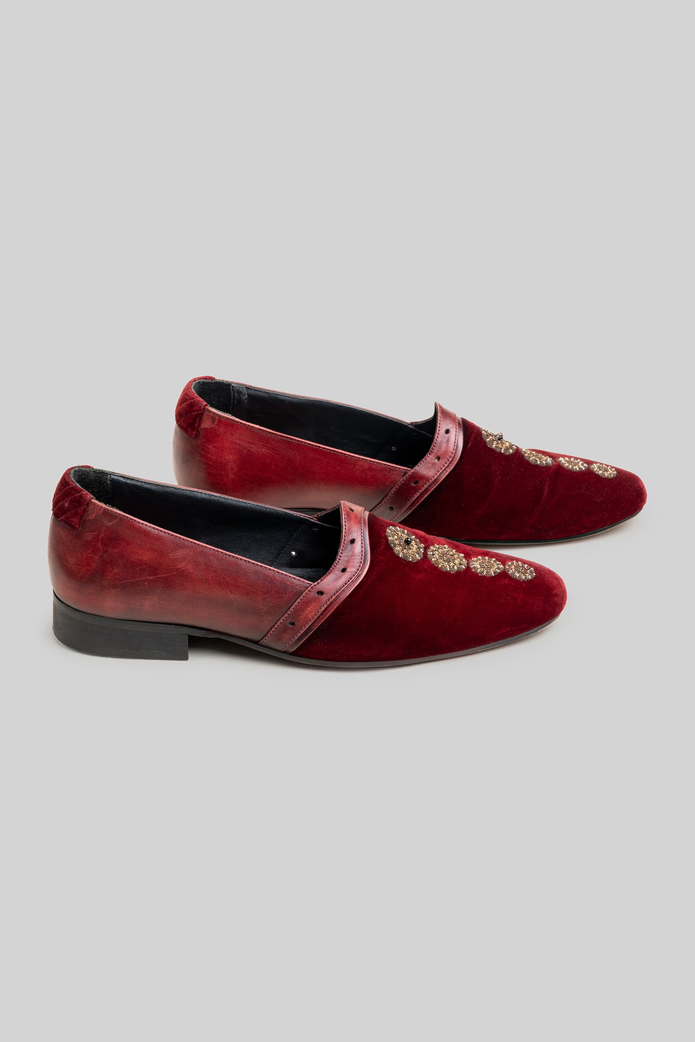 Royal Red Embroidered Loafers