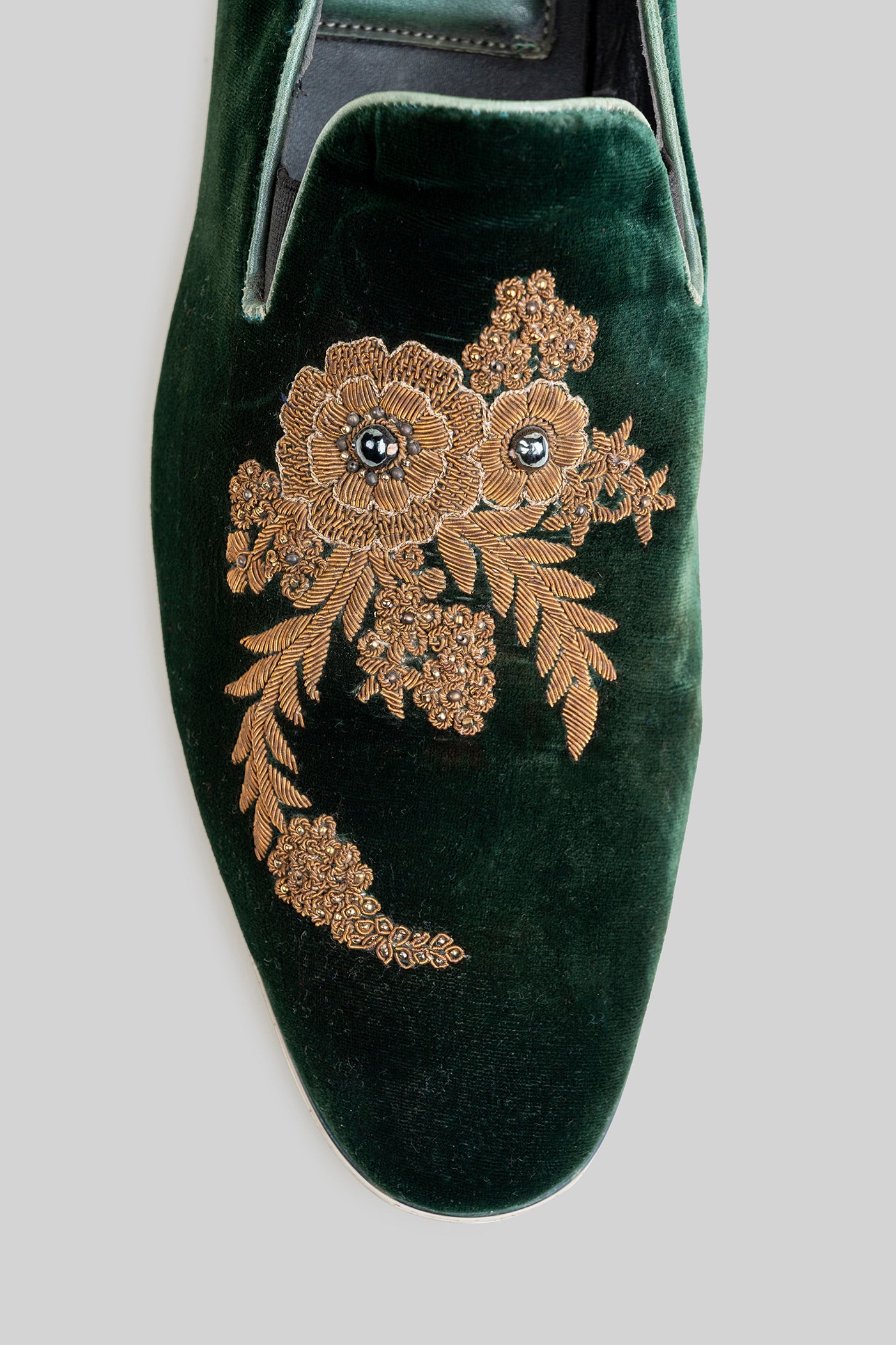 Emerald Green Velvet Loafers