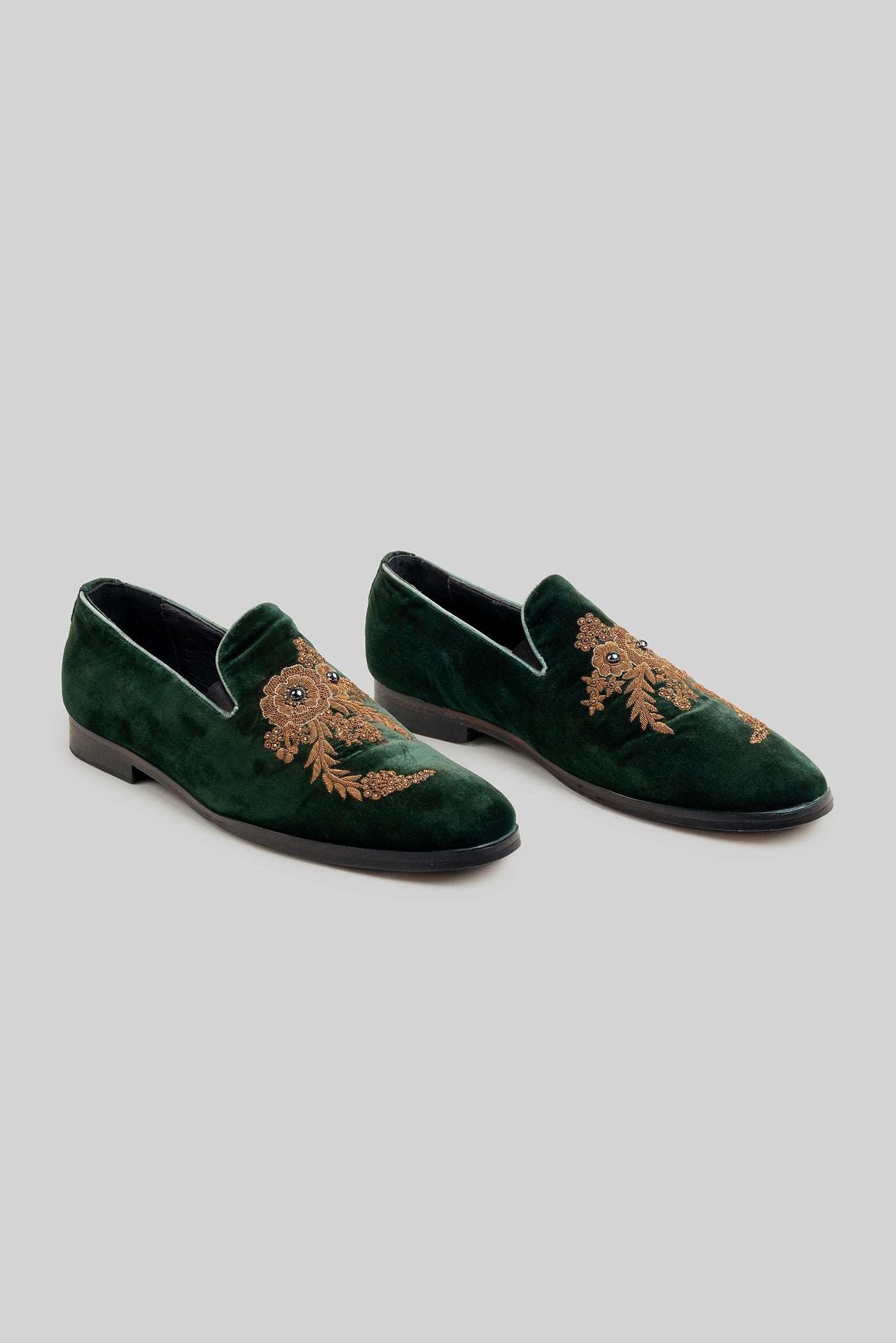 Emerald Green Velvet Loafers