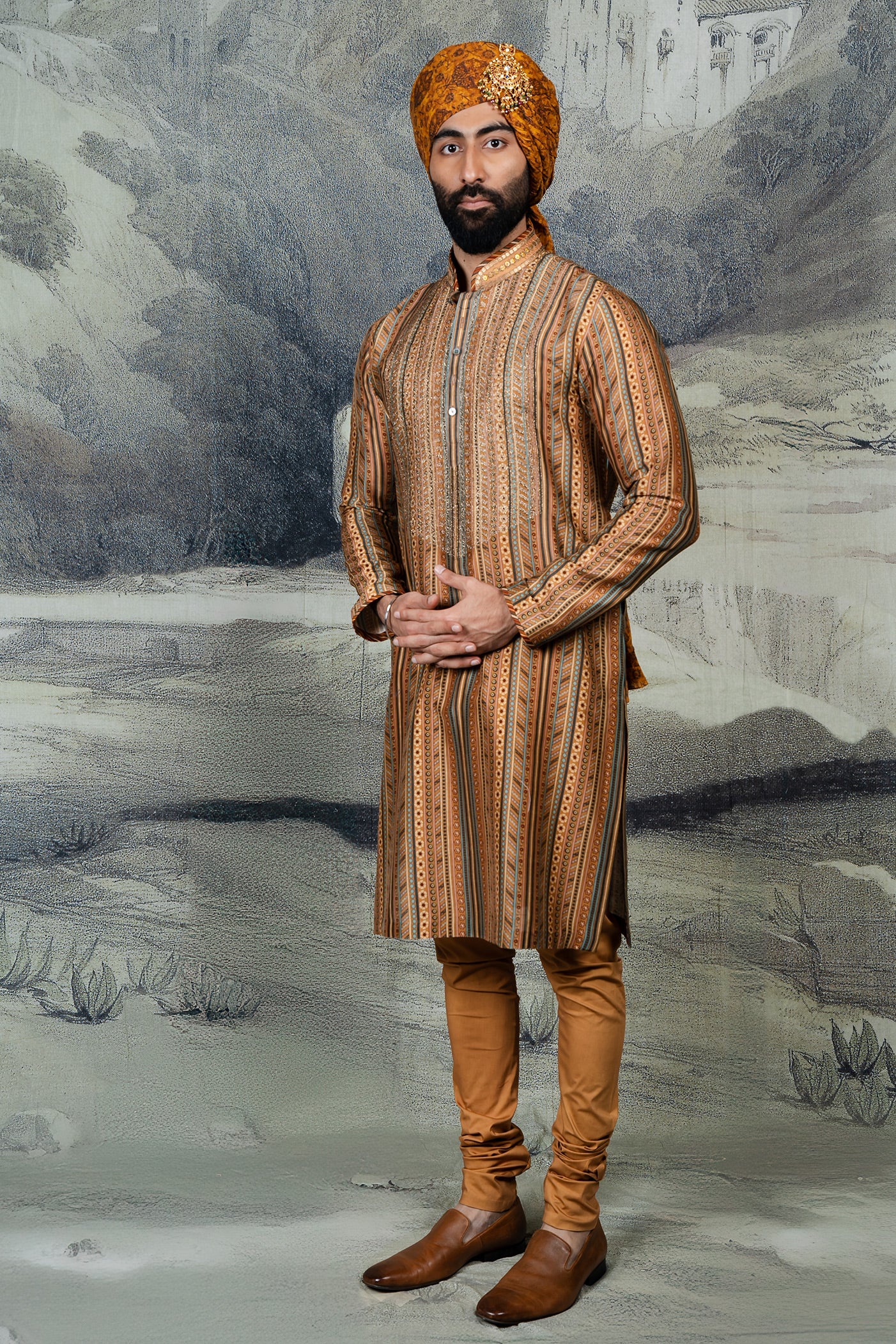 Saffron Orange Kurta Set | BARODA