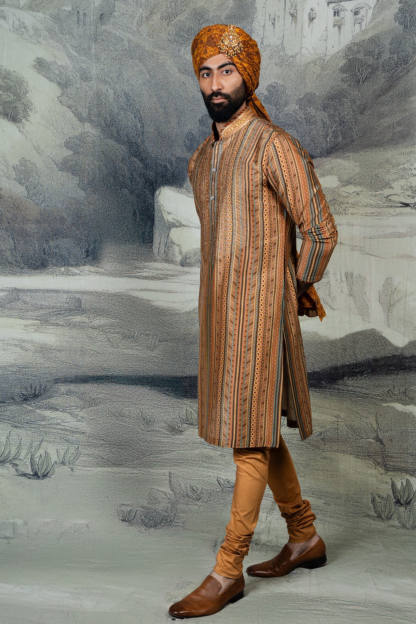 Saffron Orange Kurta Set | BARODA