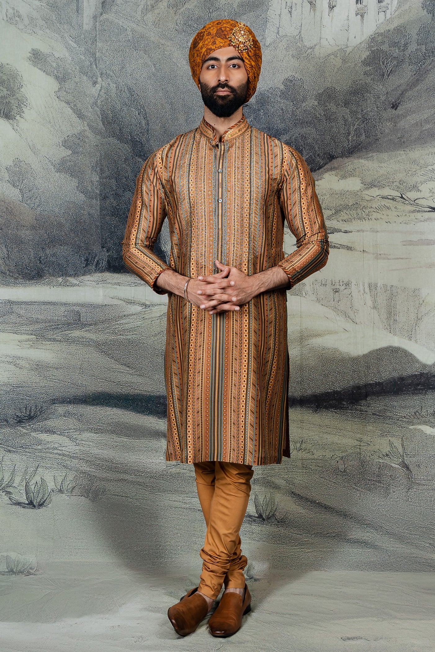 Saffron Orange Kurta Set | BARODA