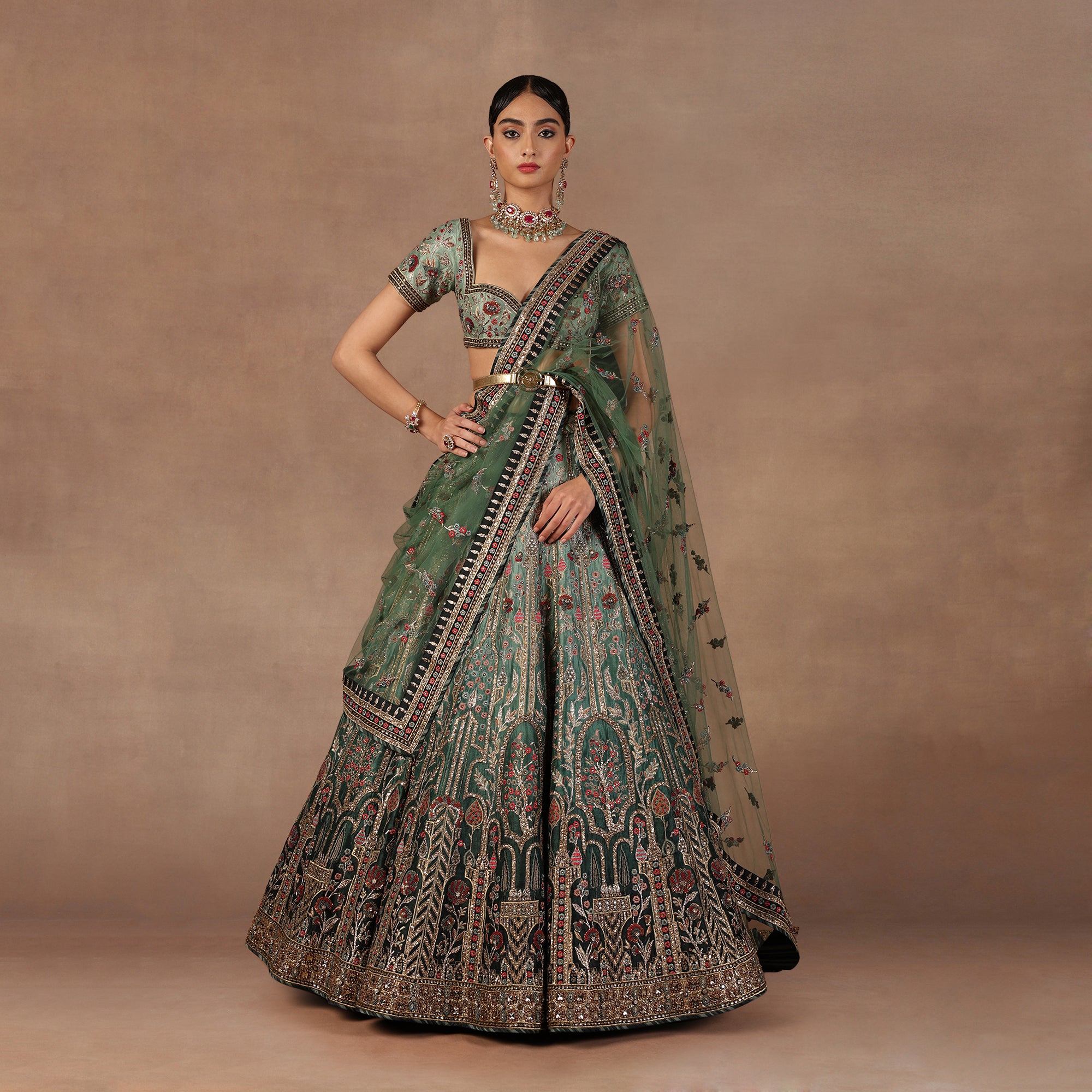 Sage - Emerald Ombre Lehenga Set | EAST