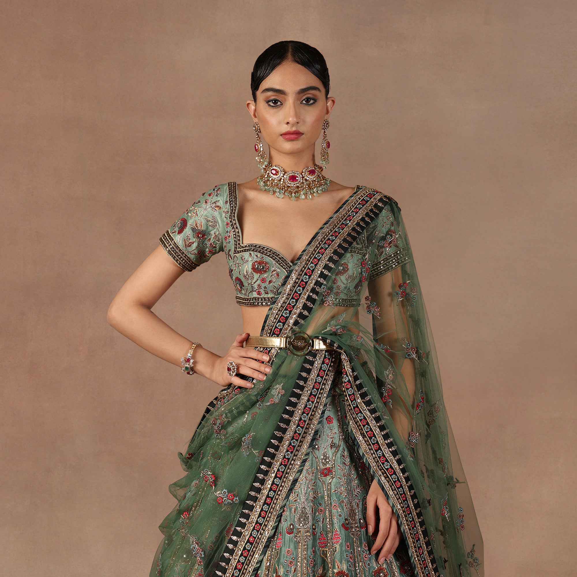 Sage - Emerald Ombre Lehenga Set | EAST