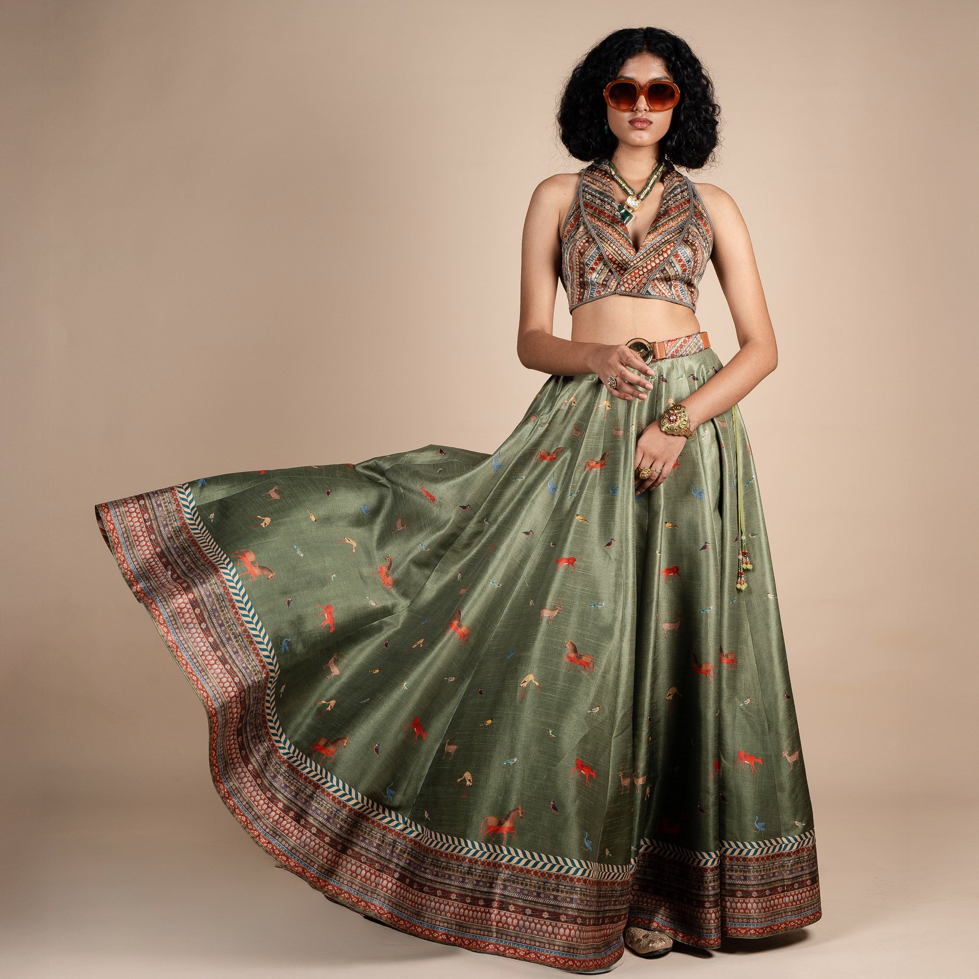 Turtle Green Skirt Set