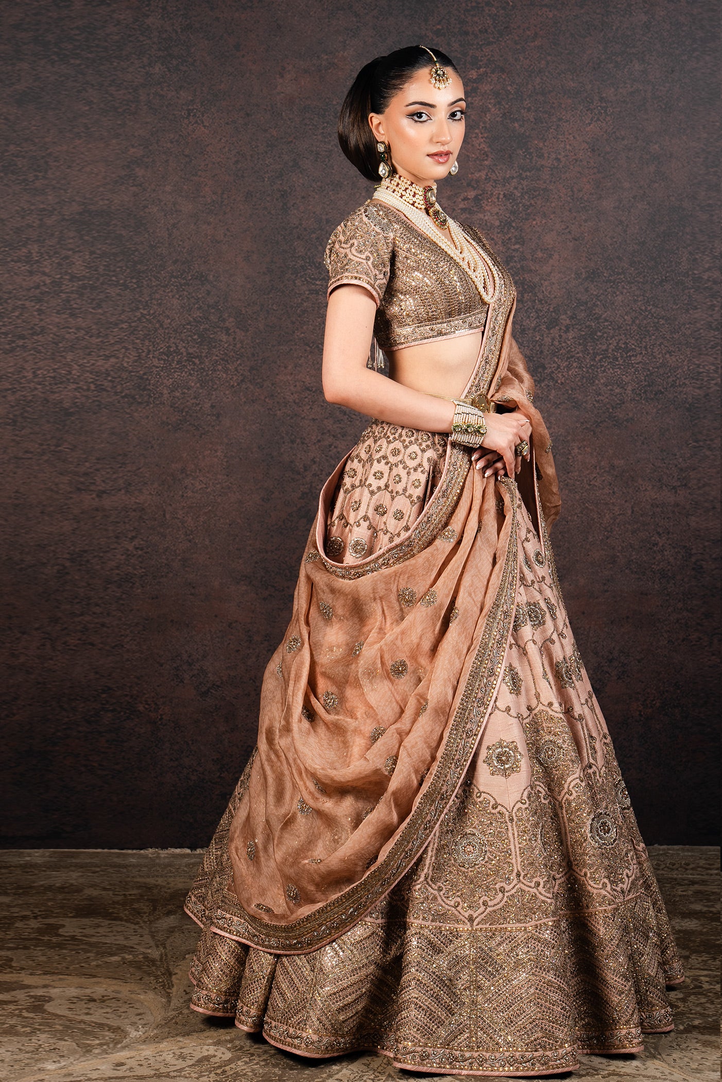 Salmon Nude Lehenga Set | MURAQQA