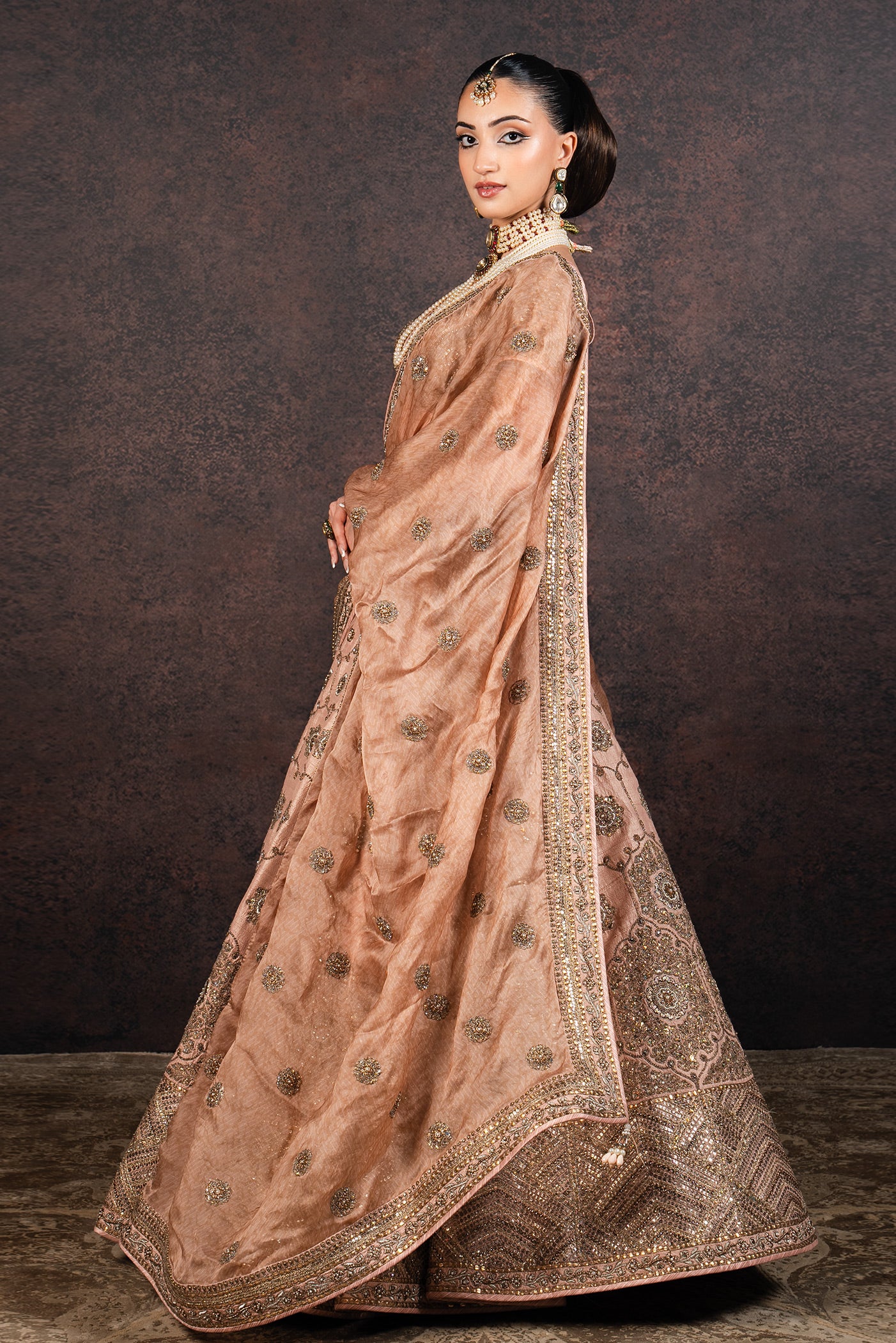 Salmon Nude Lehenga Set | MURAQQA