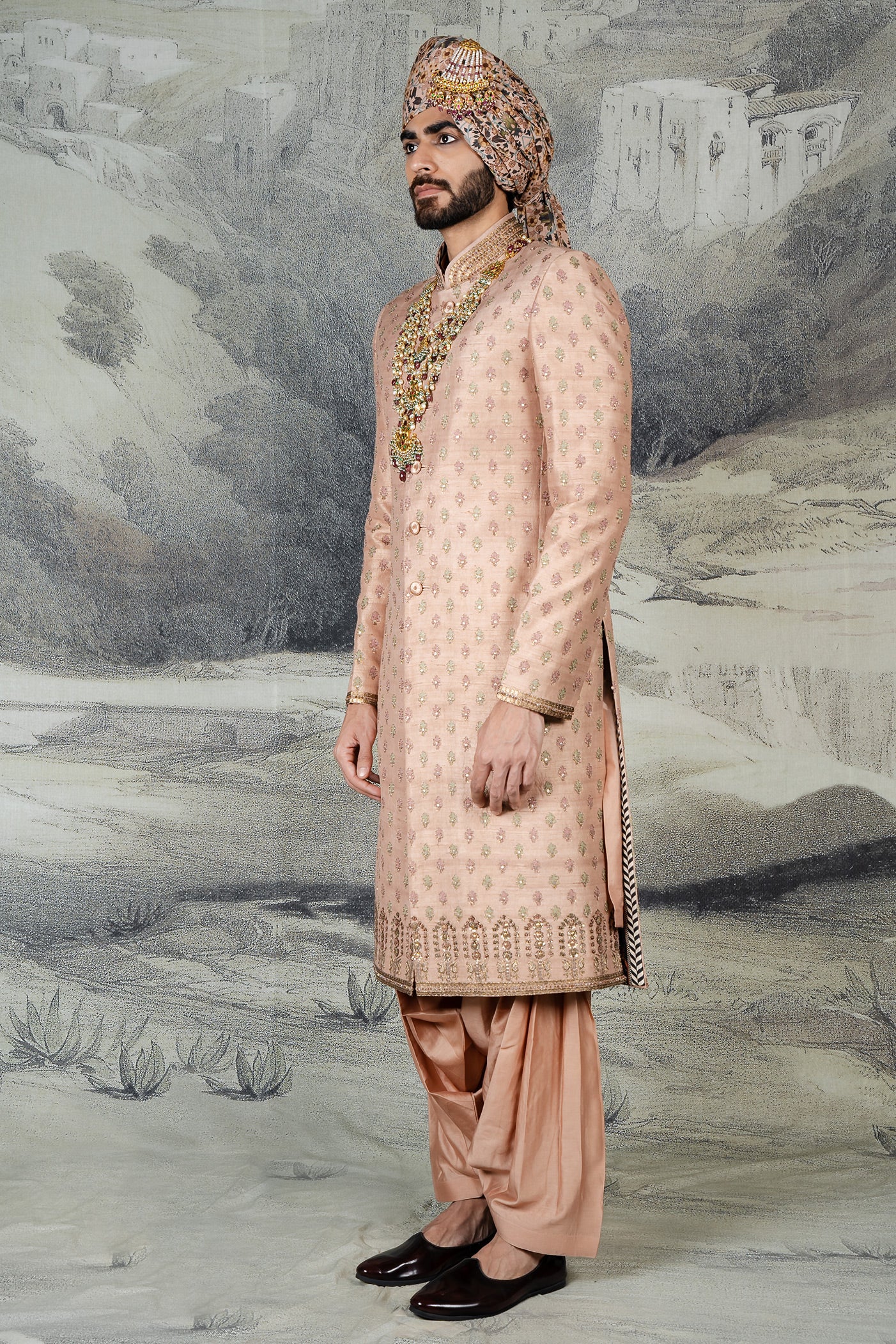 Salmon Pink Sherwani Set | BARODA