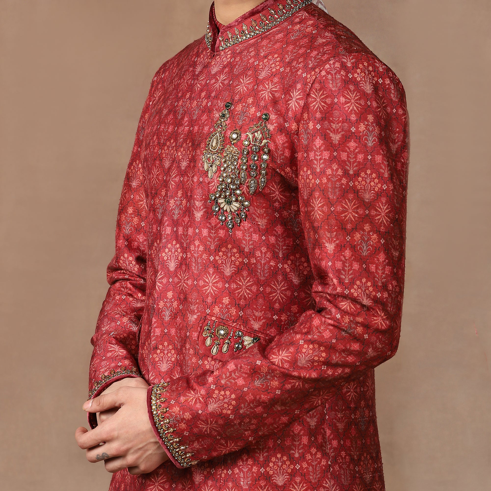Scarlet Red Sherwani Set | MURAQQA