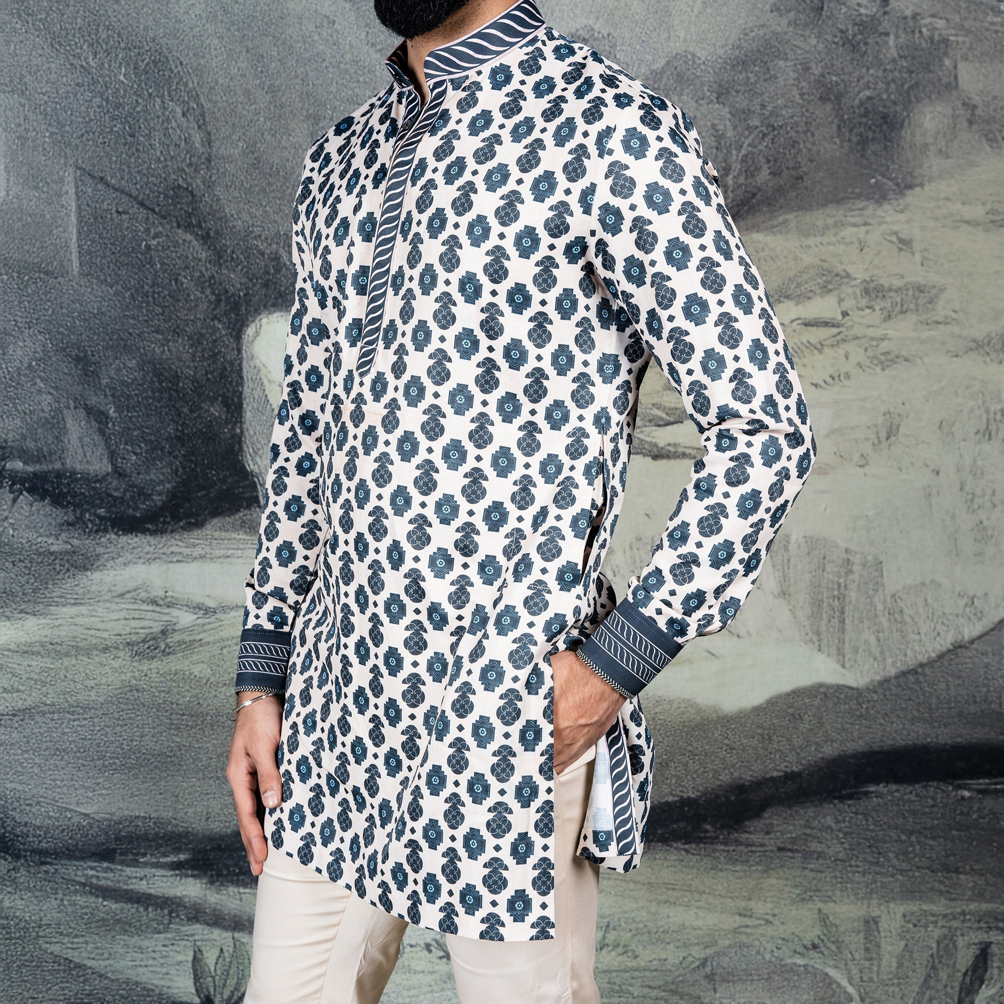 Sky Blue - Ivory Kurta | CHAR