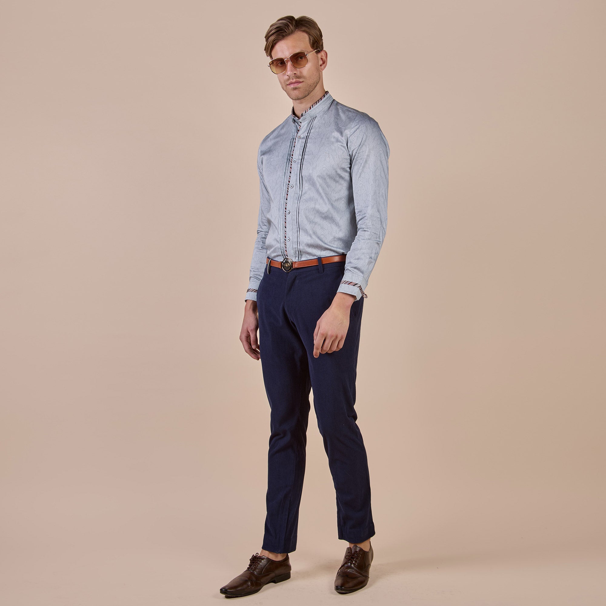 Sky Blue Tonal Print Shirt | CHHĒ