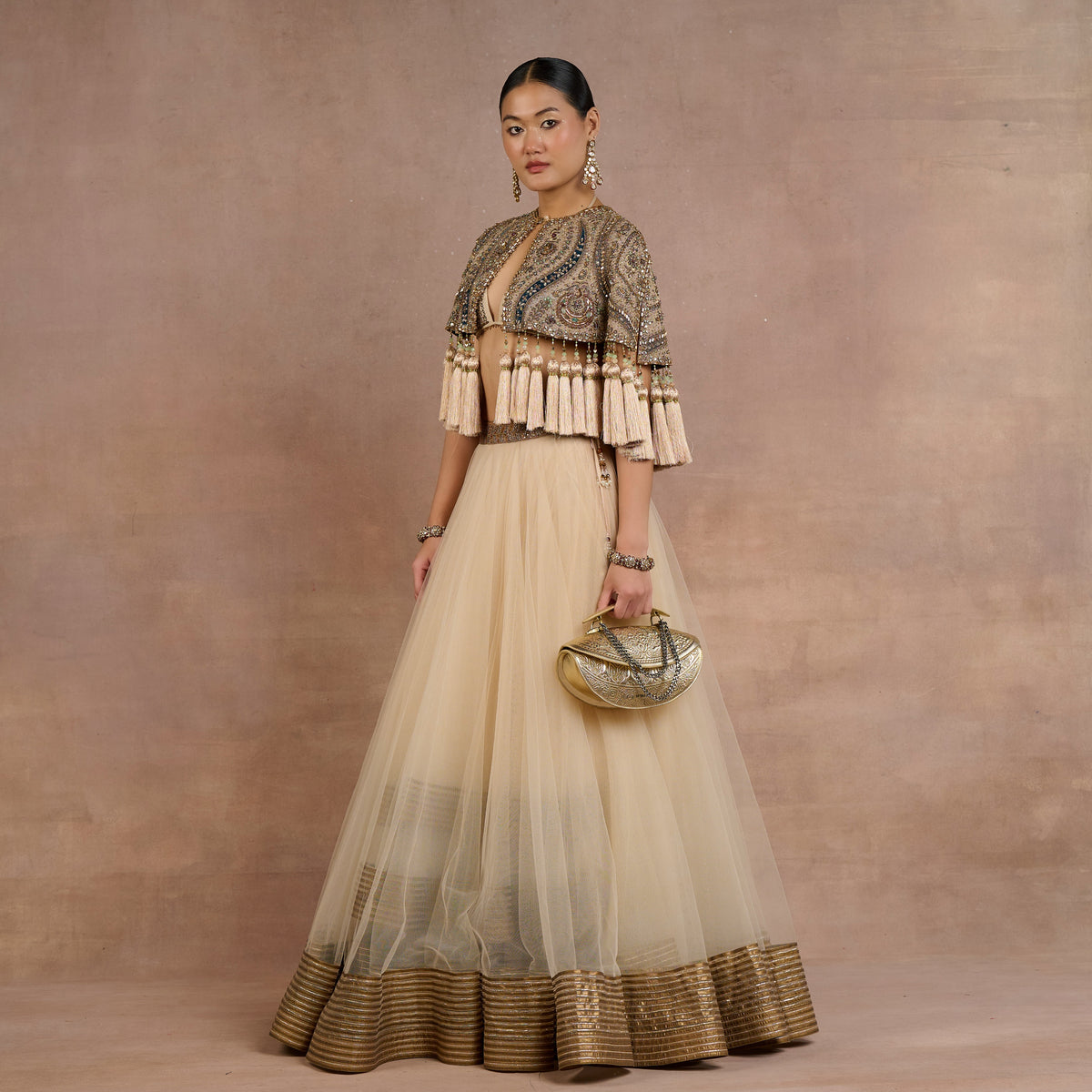Warm Taupe Cape Skirt Set | Siddi