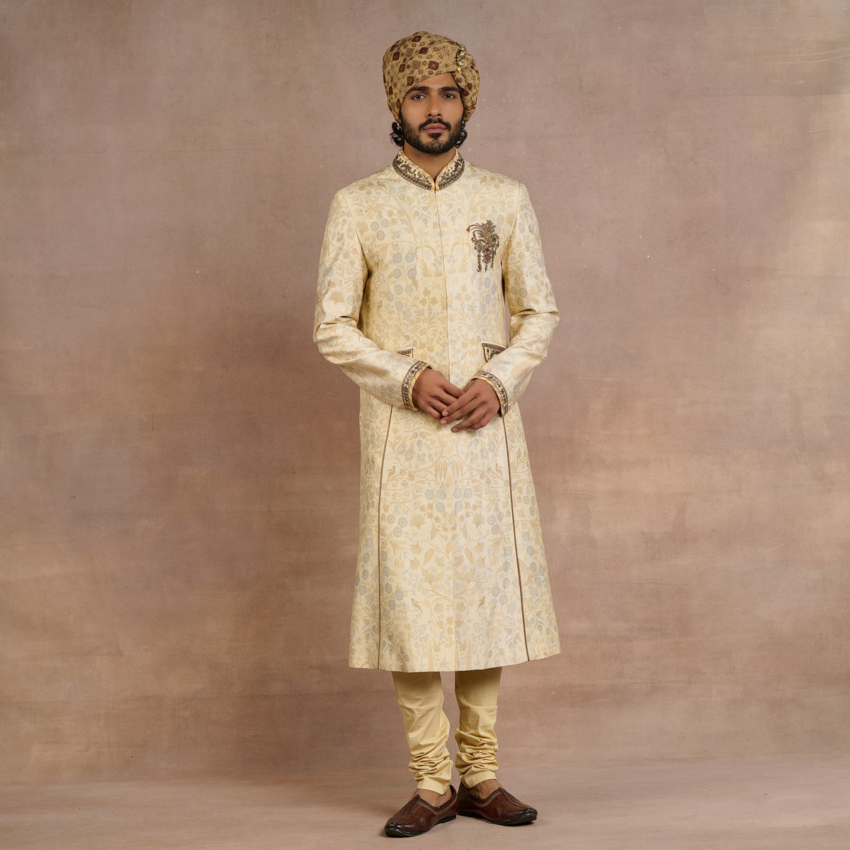 Soft Beige Sherwani Set | Siddi