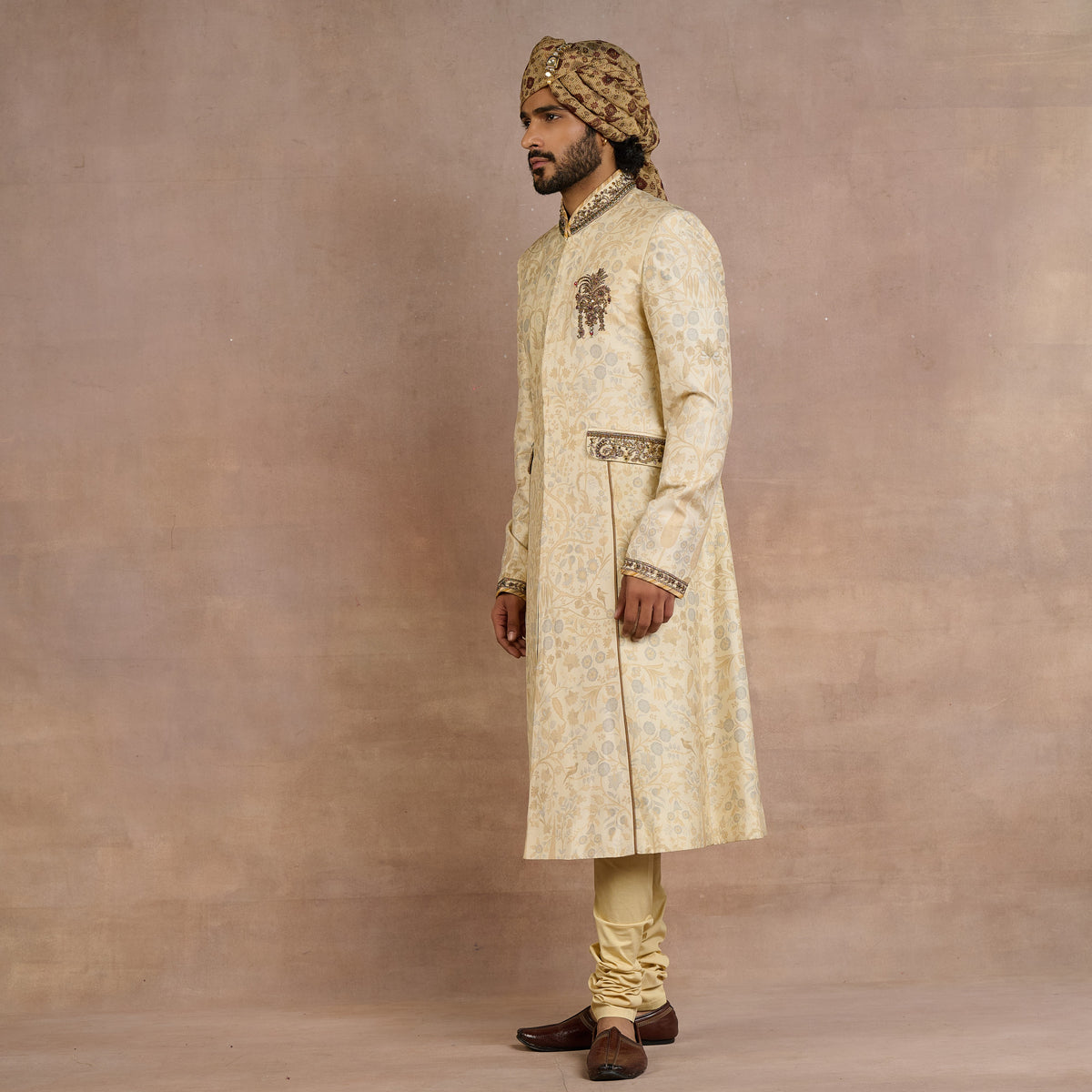 Soft Beige Sherwani Set | Siddi