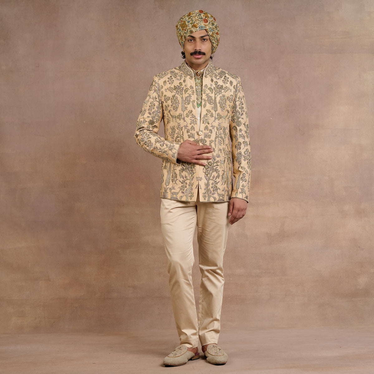 Almond Ivory Bandhgala Set | Siddi