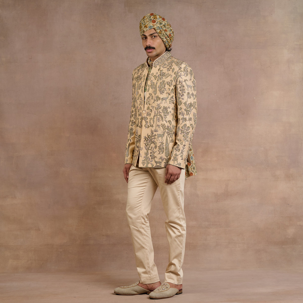 Almond Ivory Bandhgala Set | Siddi