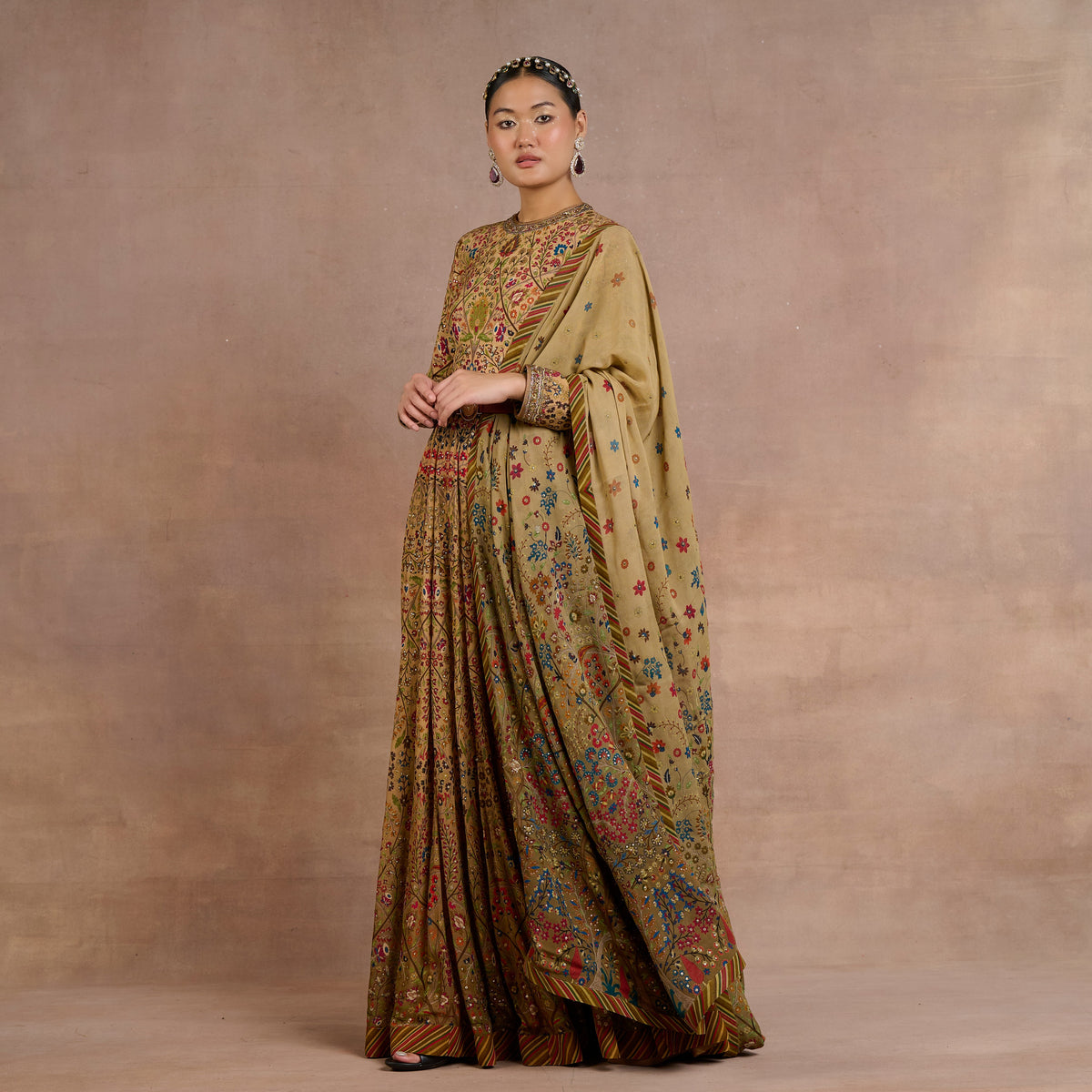 Warm Walnut Anarkali Set | Siddi