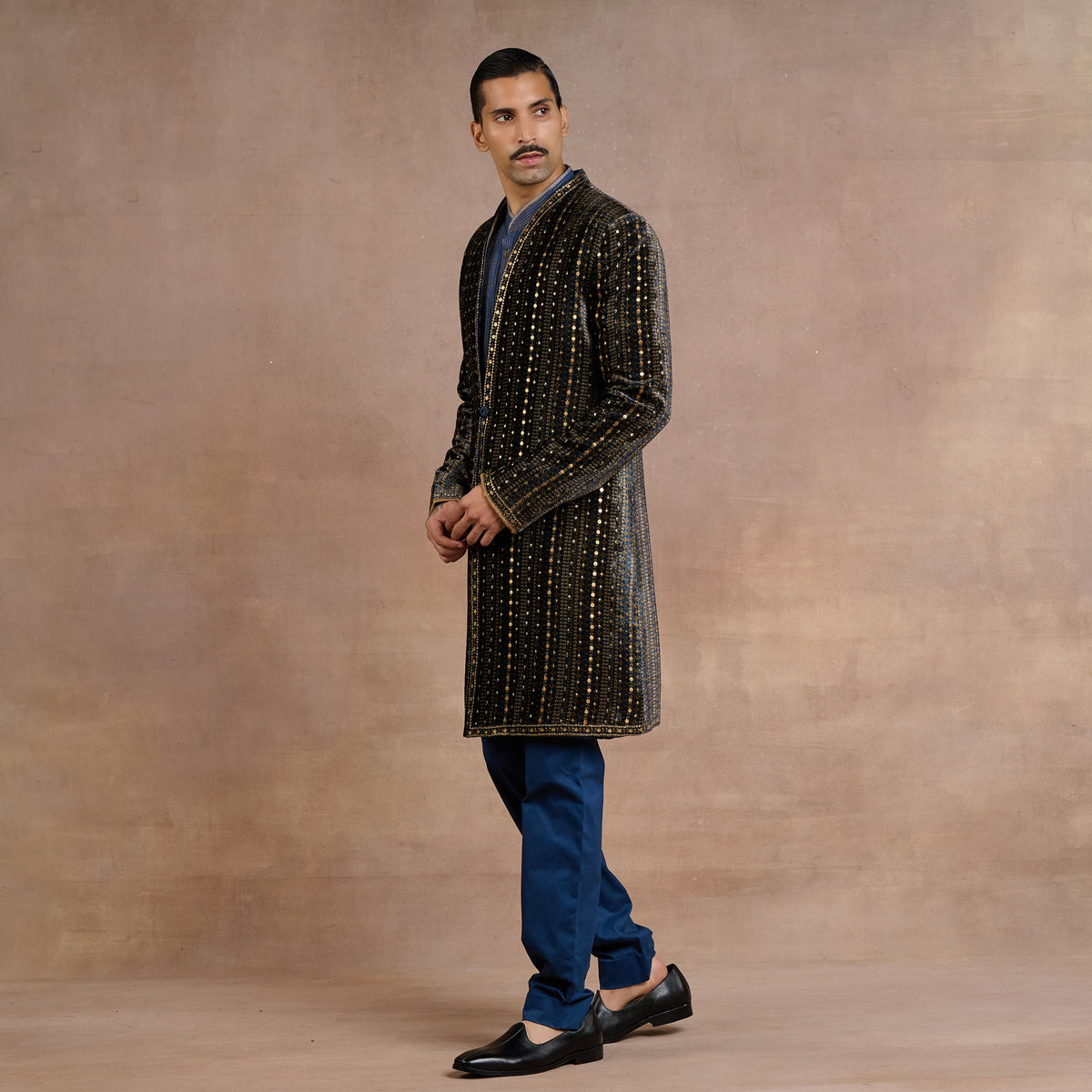 Midnight Blue Sherwani Set | Siddi