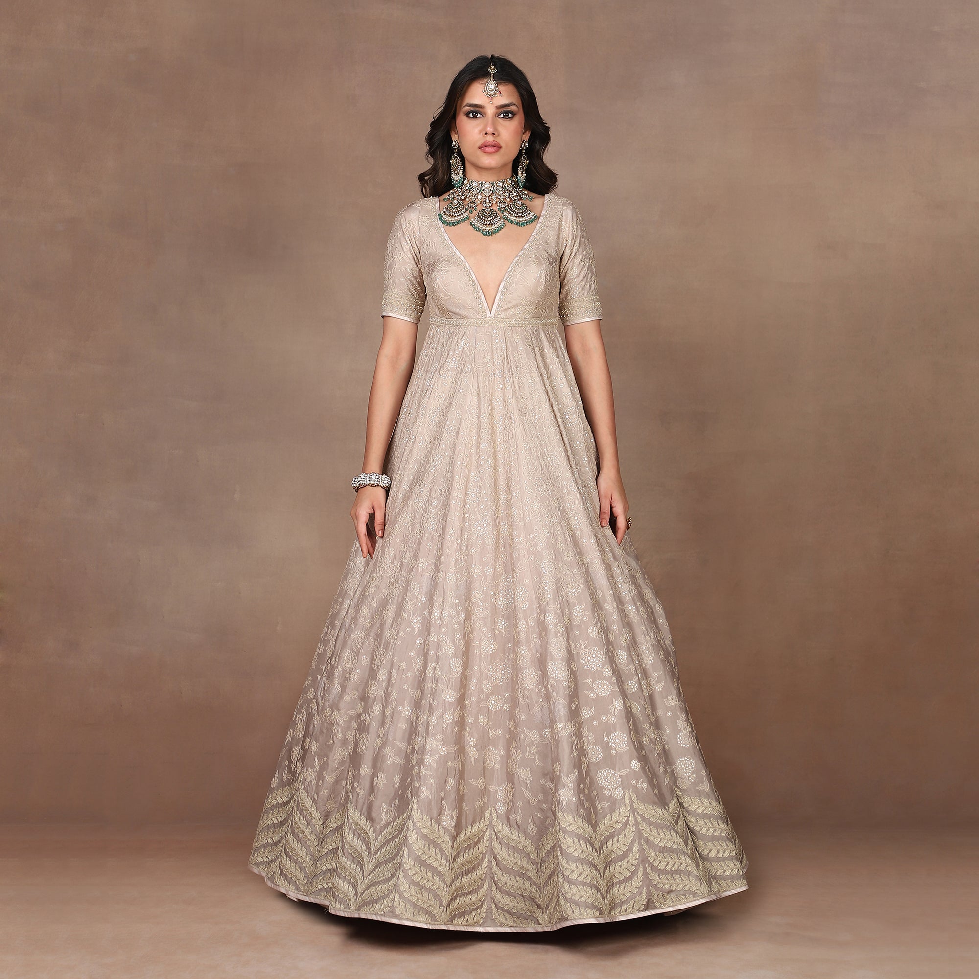 Taupe Anarkali Set | MURAQQA