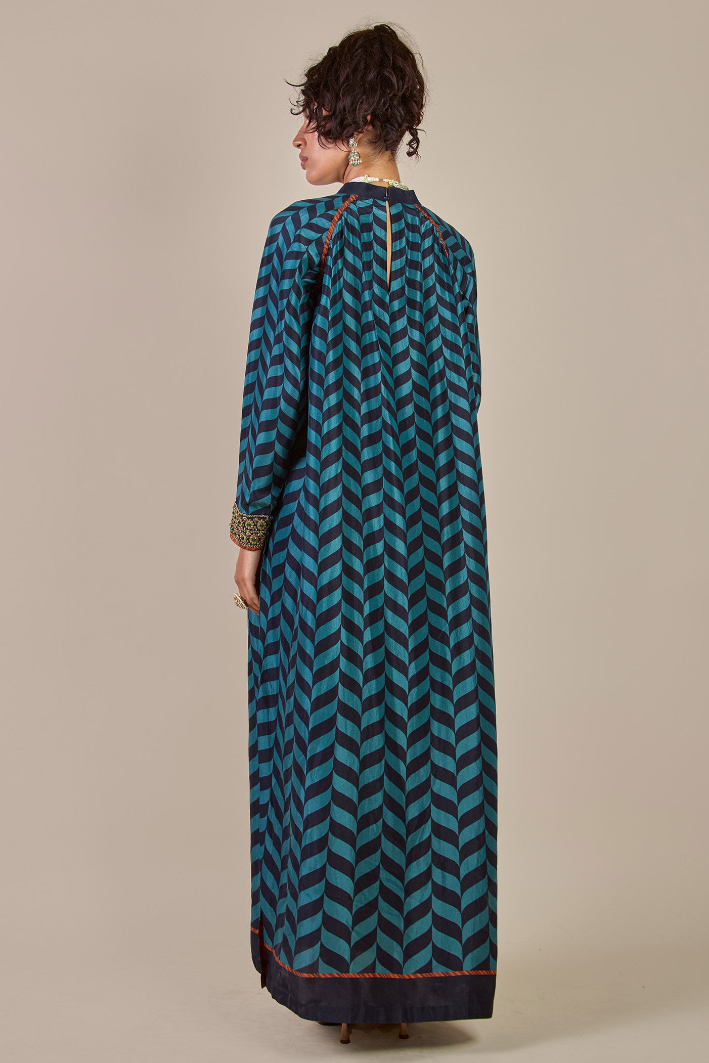 Teal Blue Chevron Kaftan | CHHĒ