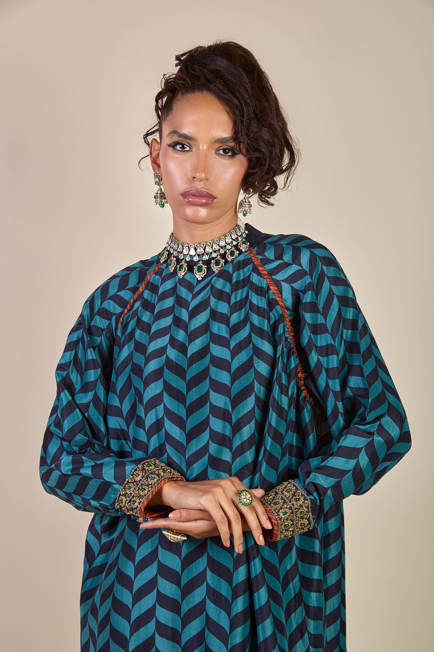 Teal Blue Chevron Kaftan | CHHĒ
