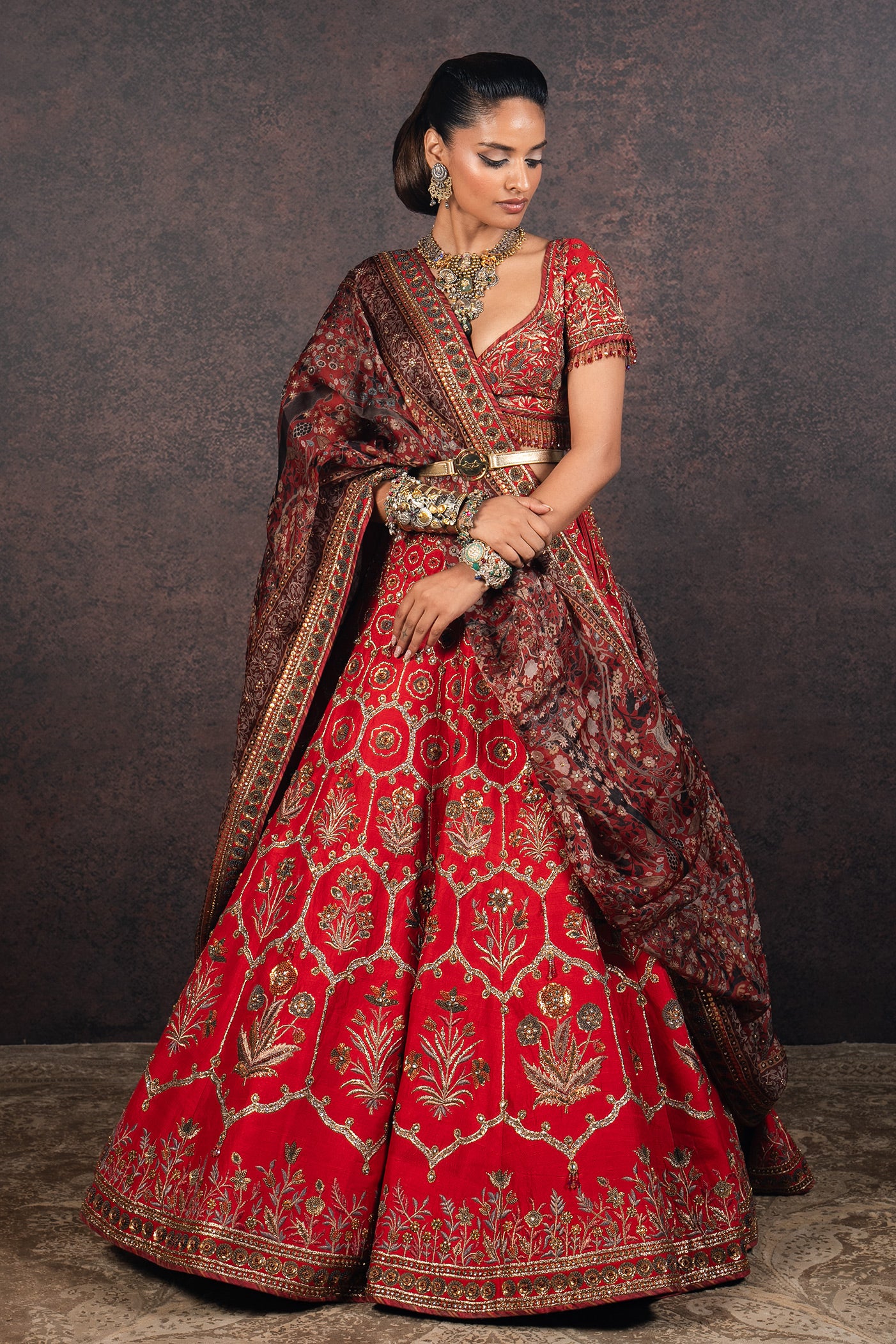 Tomato Red Lehenga Set | MURAQQA