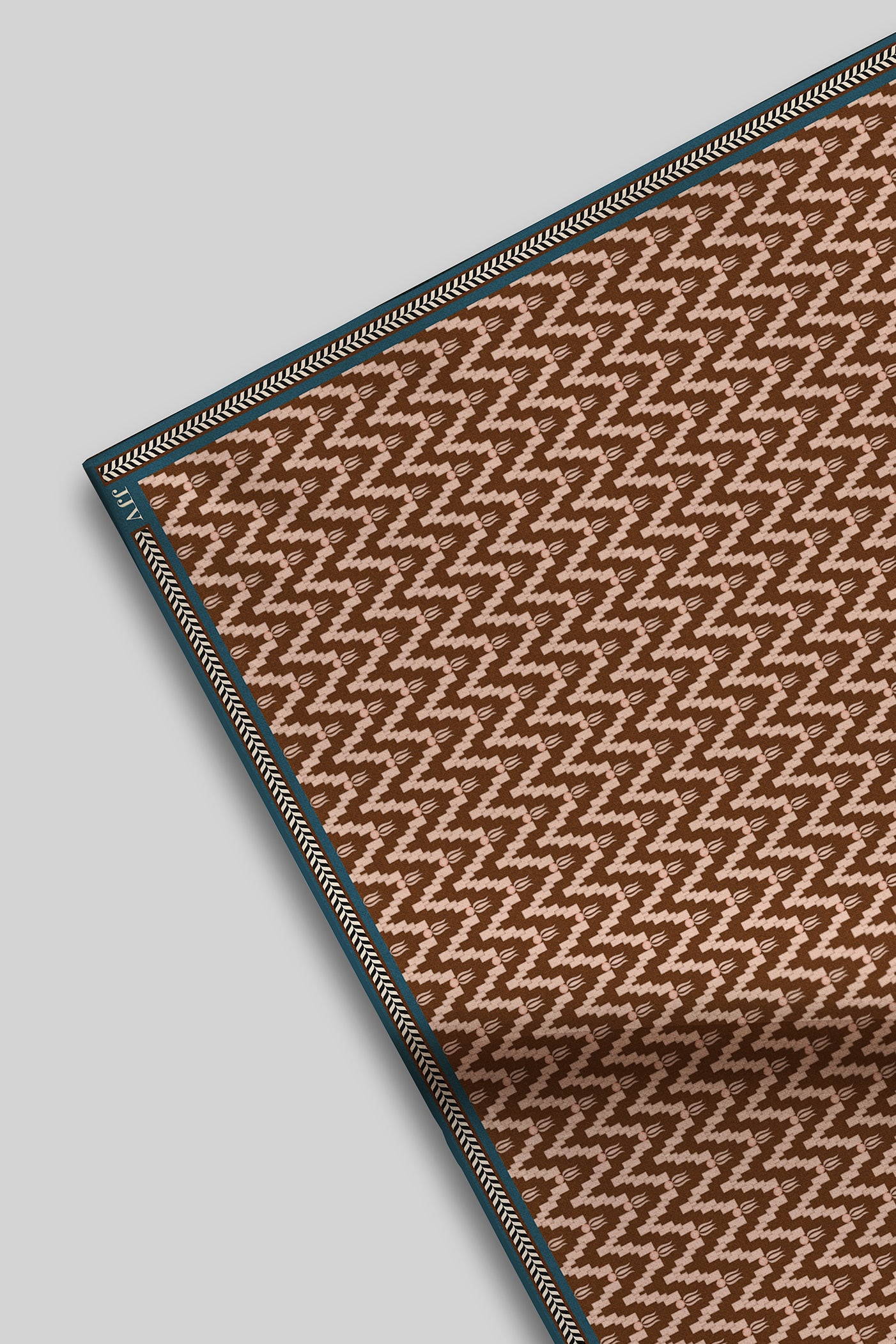 Umber Brown - Ivory Printed Pocket Square