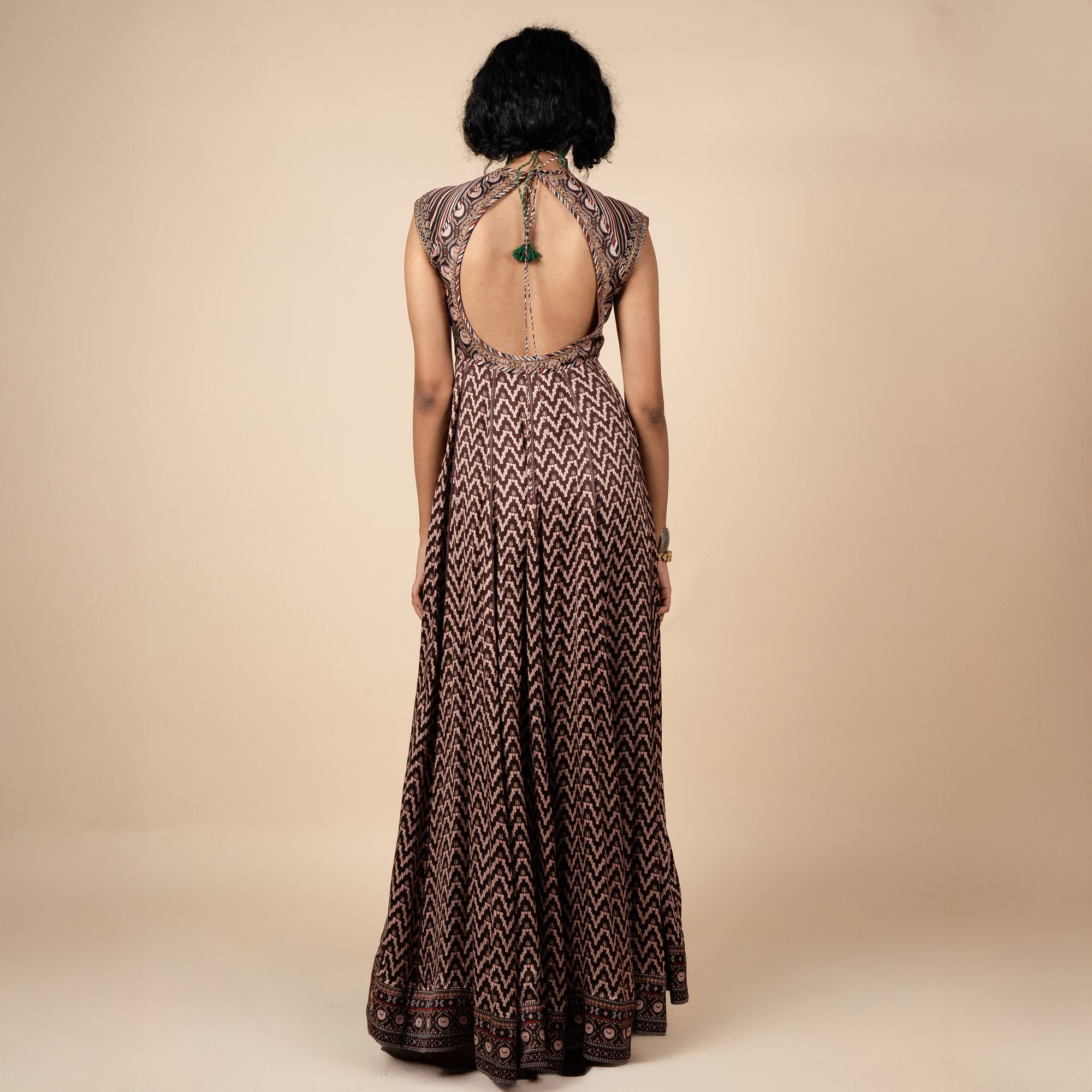 Umber Brown Printed Anarkali | PANJ